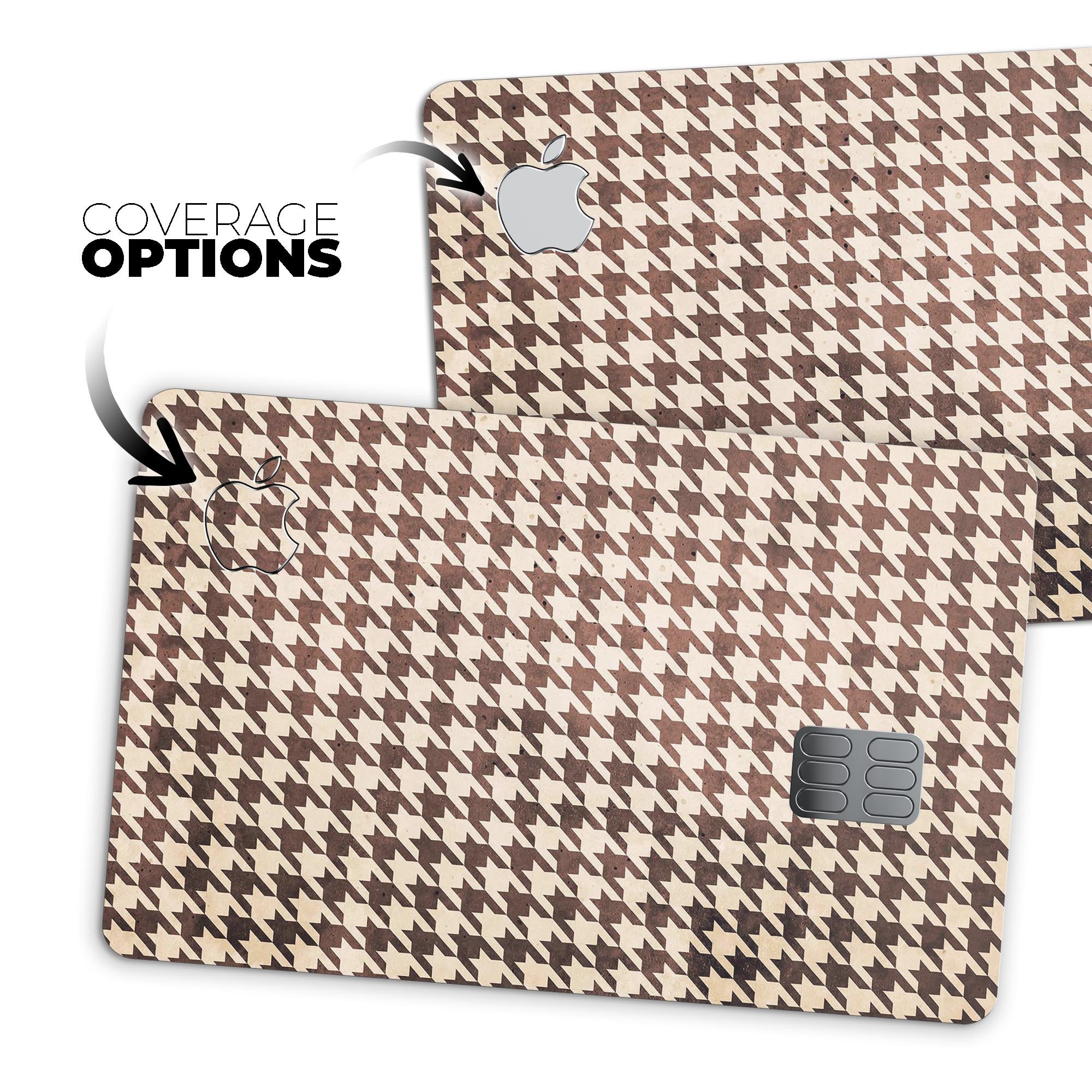 Sharp Brown and Tan Pattern Premium Protective Decal Skin-Kit for Apple Card, showcasing its stylish design and protective features.