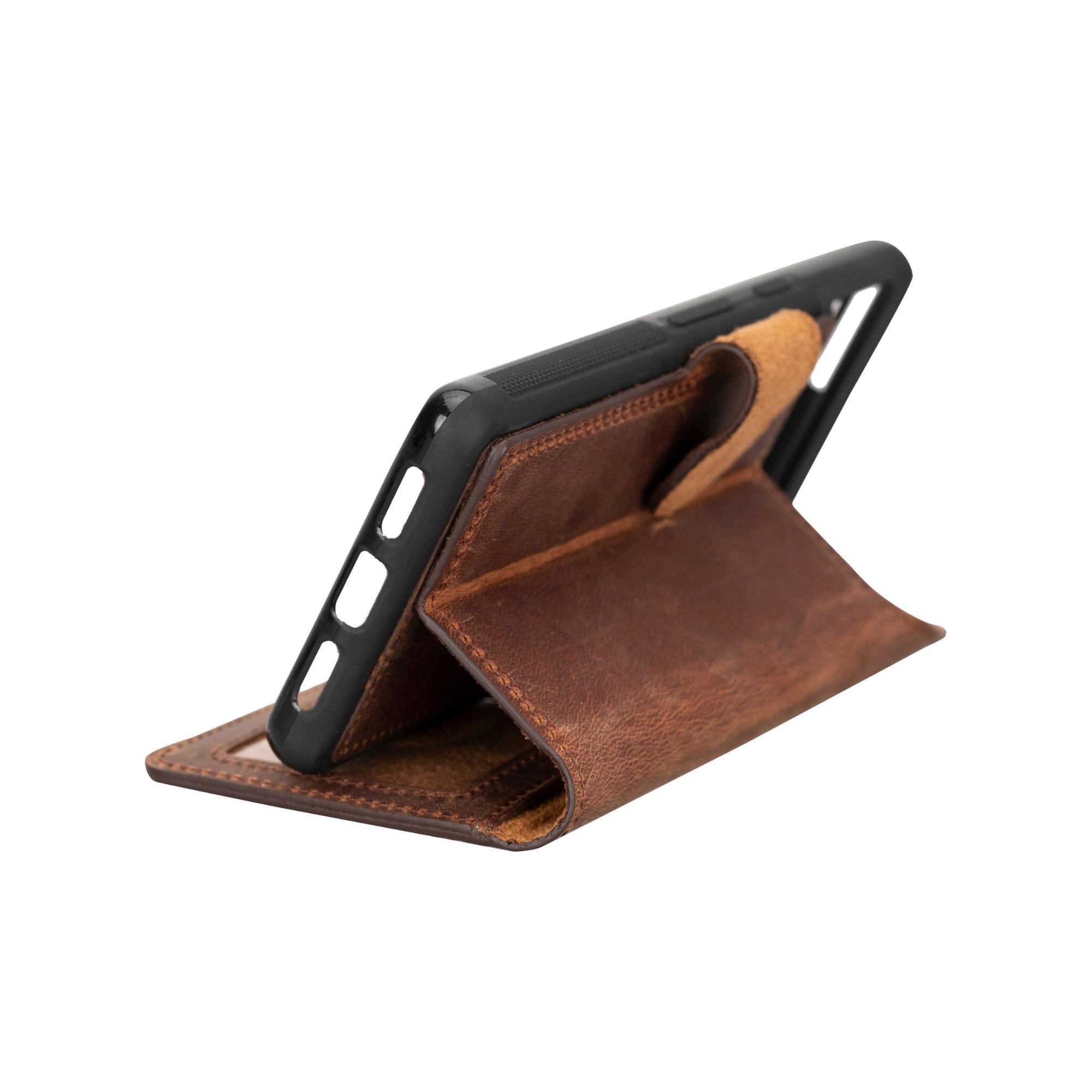 Sheridan Leather Detachable Wallet for Google Pixel 4XL & 4, showcasing its elegant design, card slots, and magnetic closure.