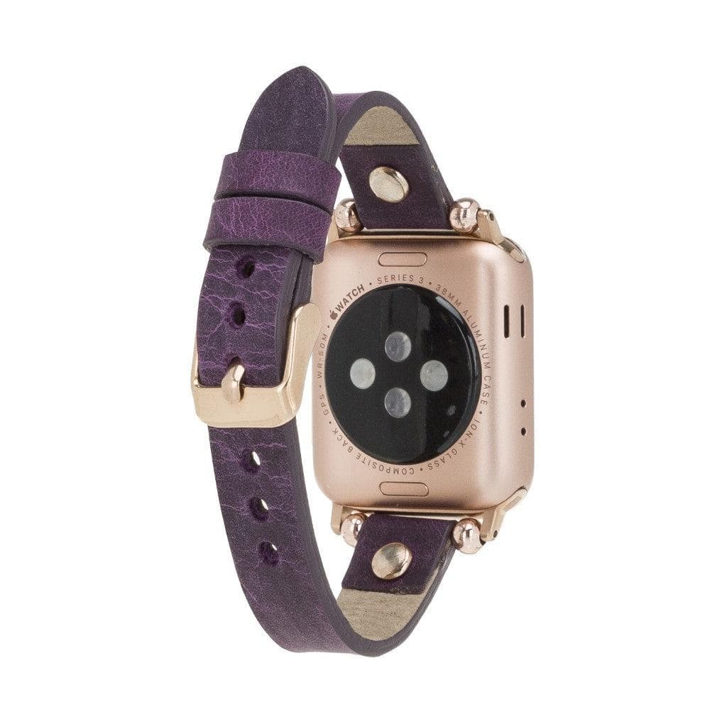 Shibden Ferro Apple Watch Leather Watch Strap in premium full-grain leather with stainless steel buckle, showcasing personalization options.