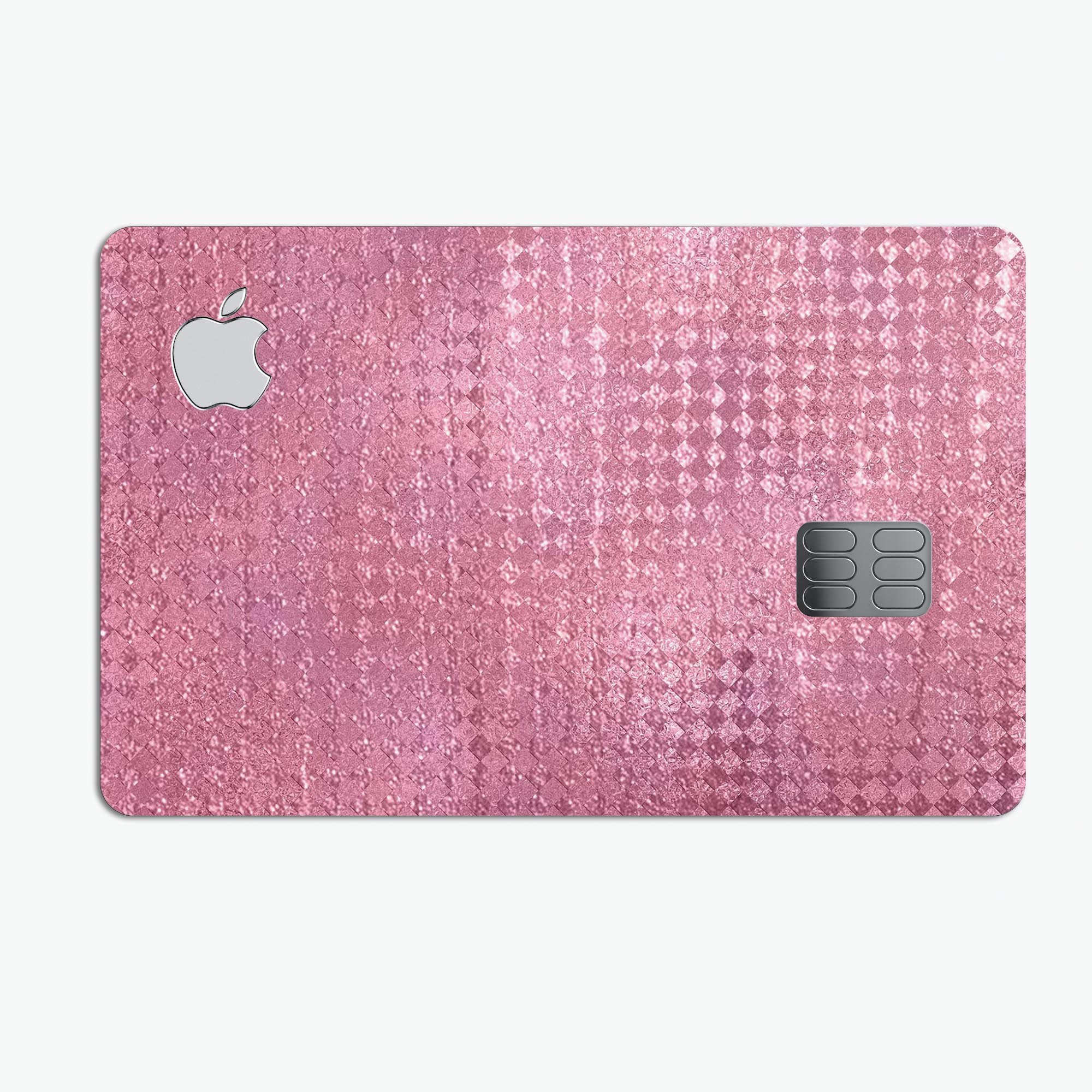 Shiny Pink Diamond Pattern decal skin-kit for Apple Card, showcasing its vibrant design and premium quality.