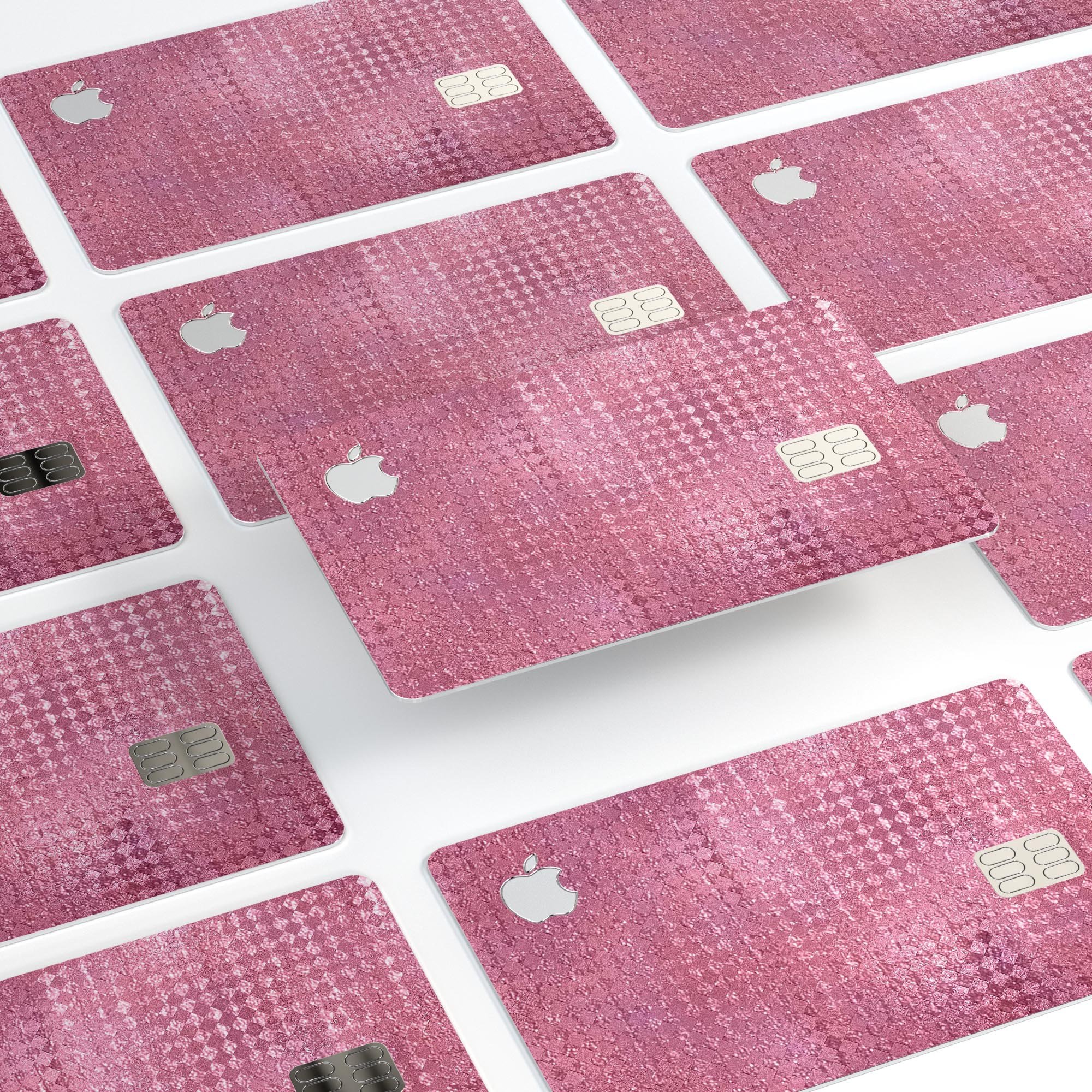 Shiny Pink Diamond Pattern decal skin-kit for Apple Card, showcasing its vibrant design and premium quality.