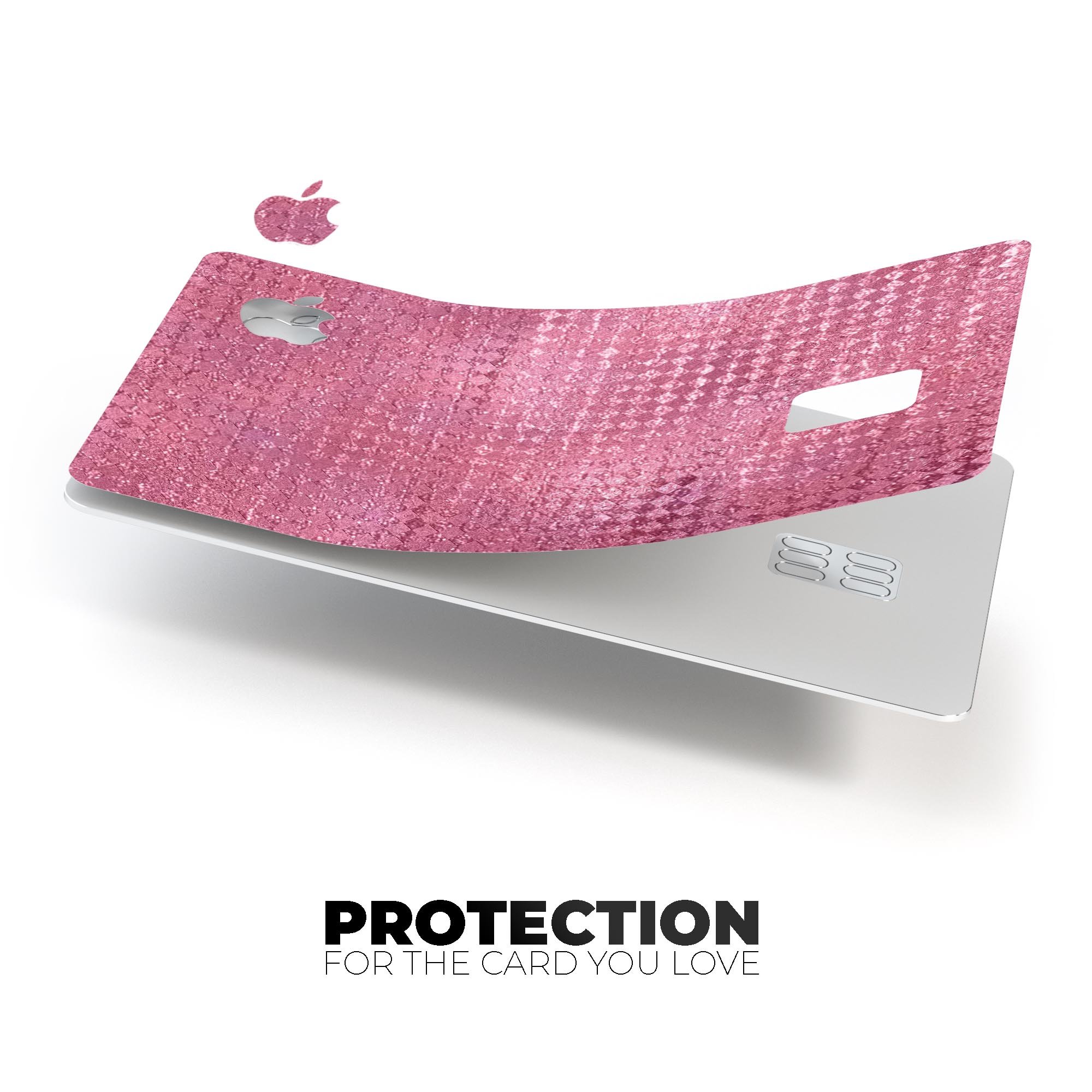 Shiny Pink Diamond Pattern decal skin-kit for Apple Card, showcasing its vibrant design and premium quality.