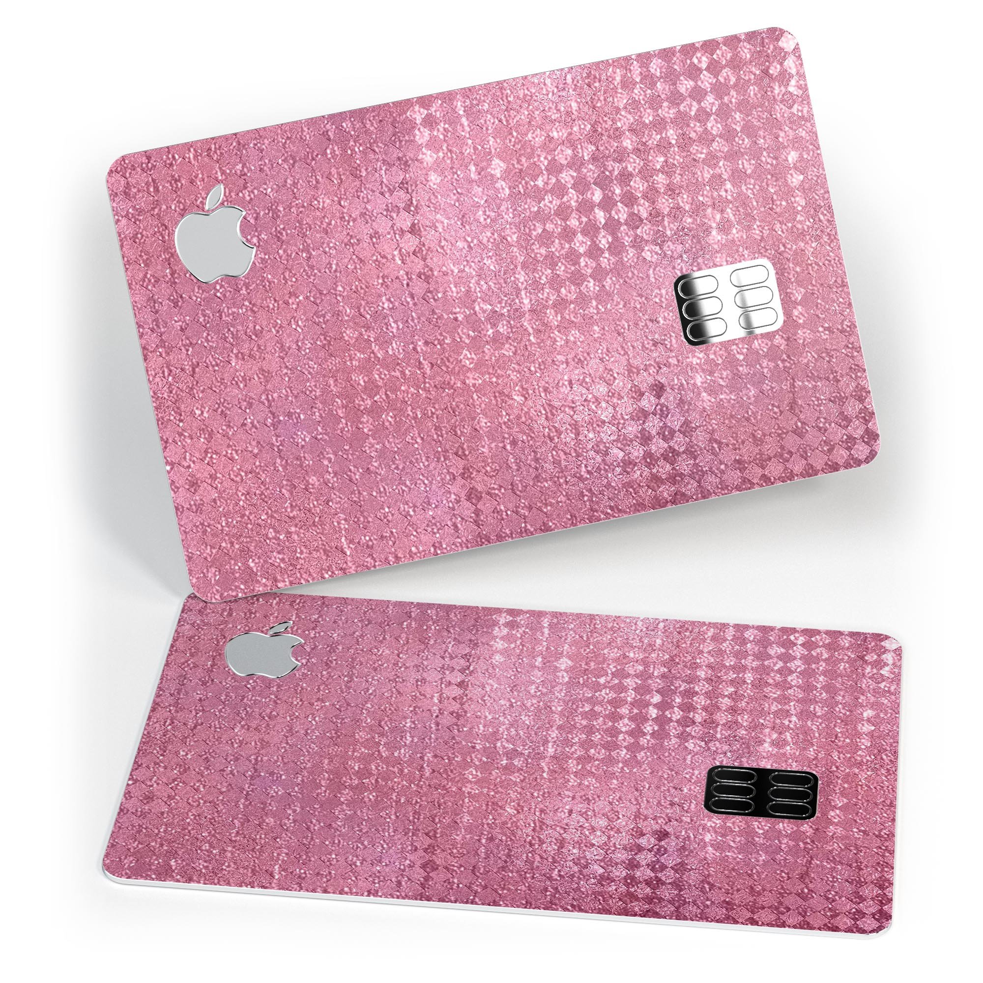 Shiny Pink Diamond Pattern decal skin-kit for Apple Card, showcasing its vibrant design and premium quality.