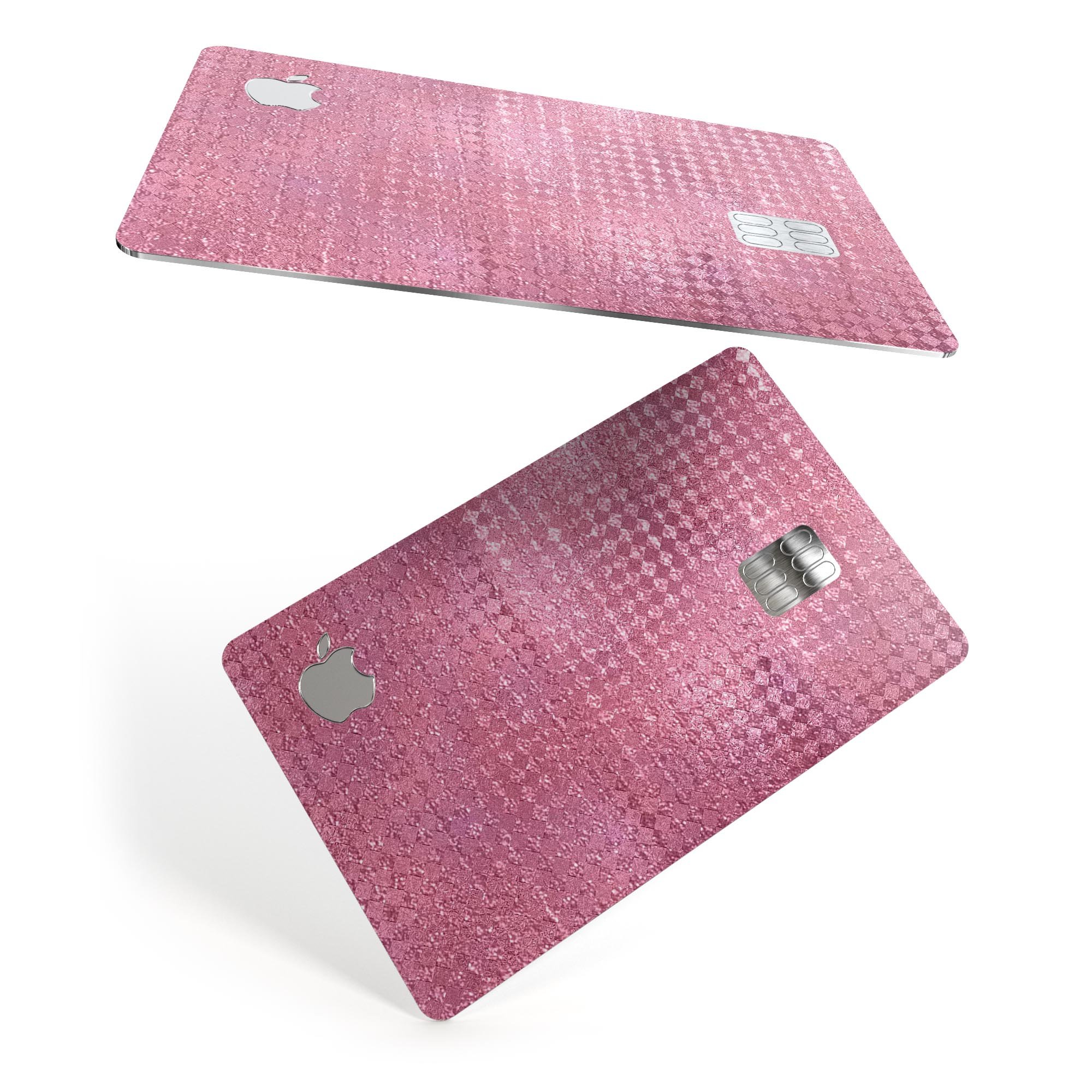 Shiny Pink Diamond Pattern decal skin-kit for Apple Card, showcasing its vibrant design and premium quality.