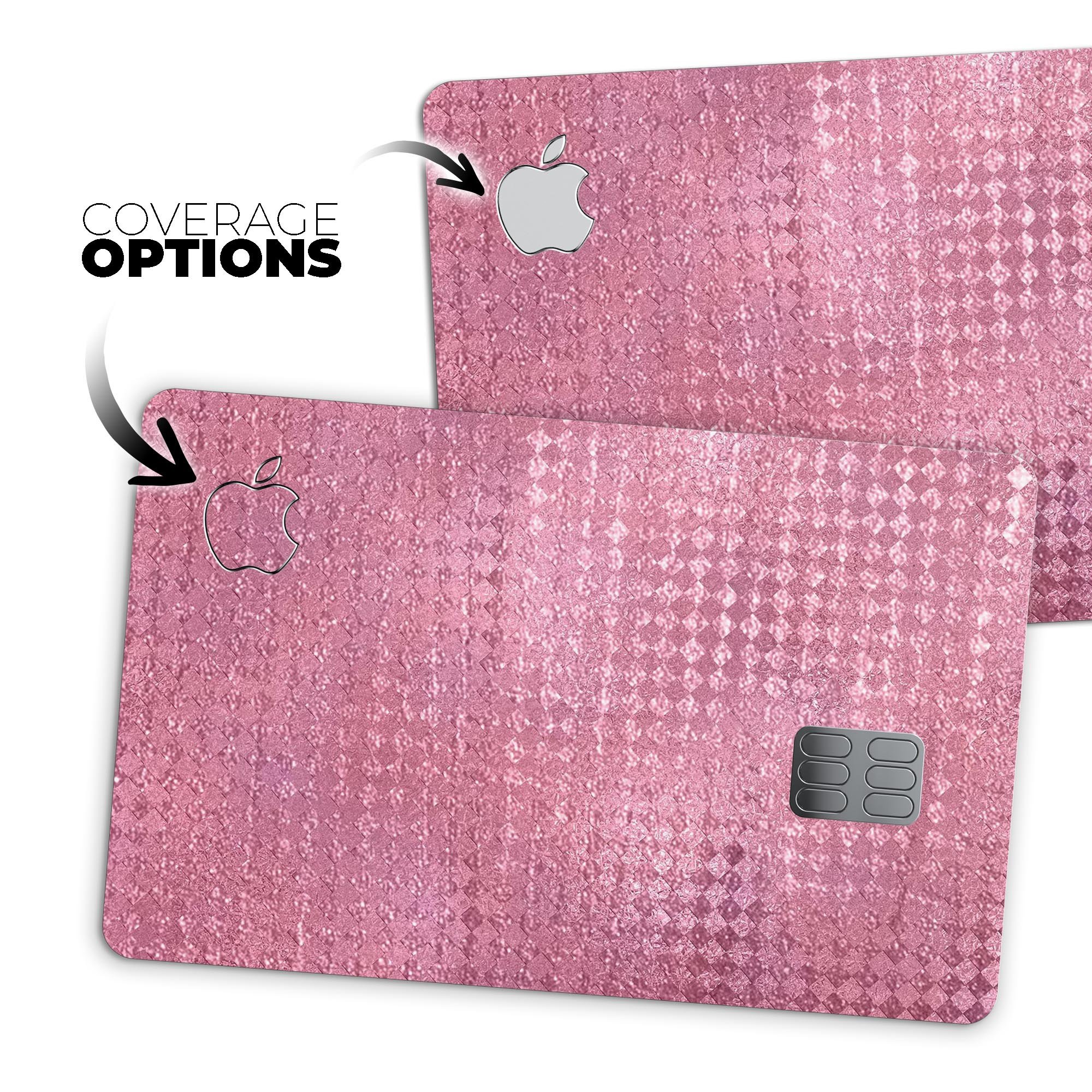 Shiny Pink Diamond Pattern decal skin-kit for Apple Card, showcasing its vibrant design and premium quality.