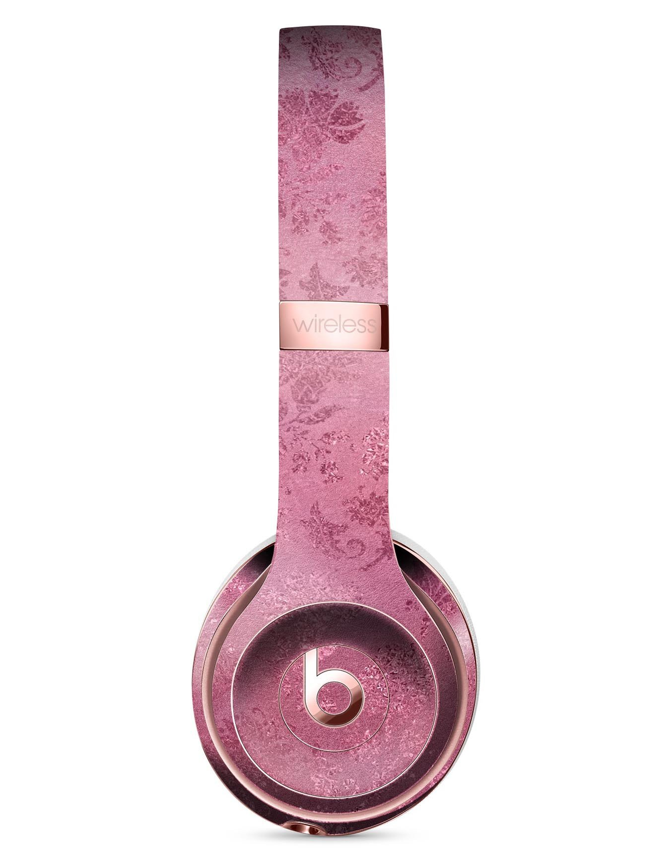 Shiny Pink Floral Pattern Full-Body Skin Kit designed for Beats by Dre Solo 3 Wireless Headphones, showcasing vibrant floral design.