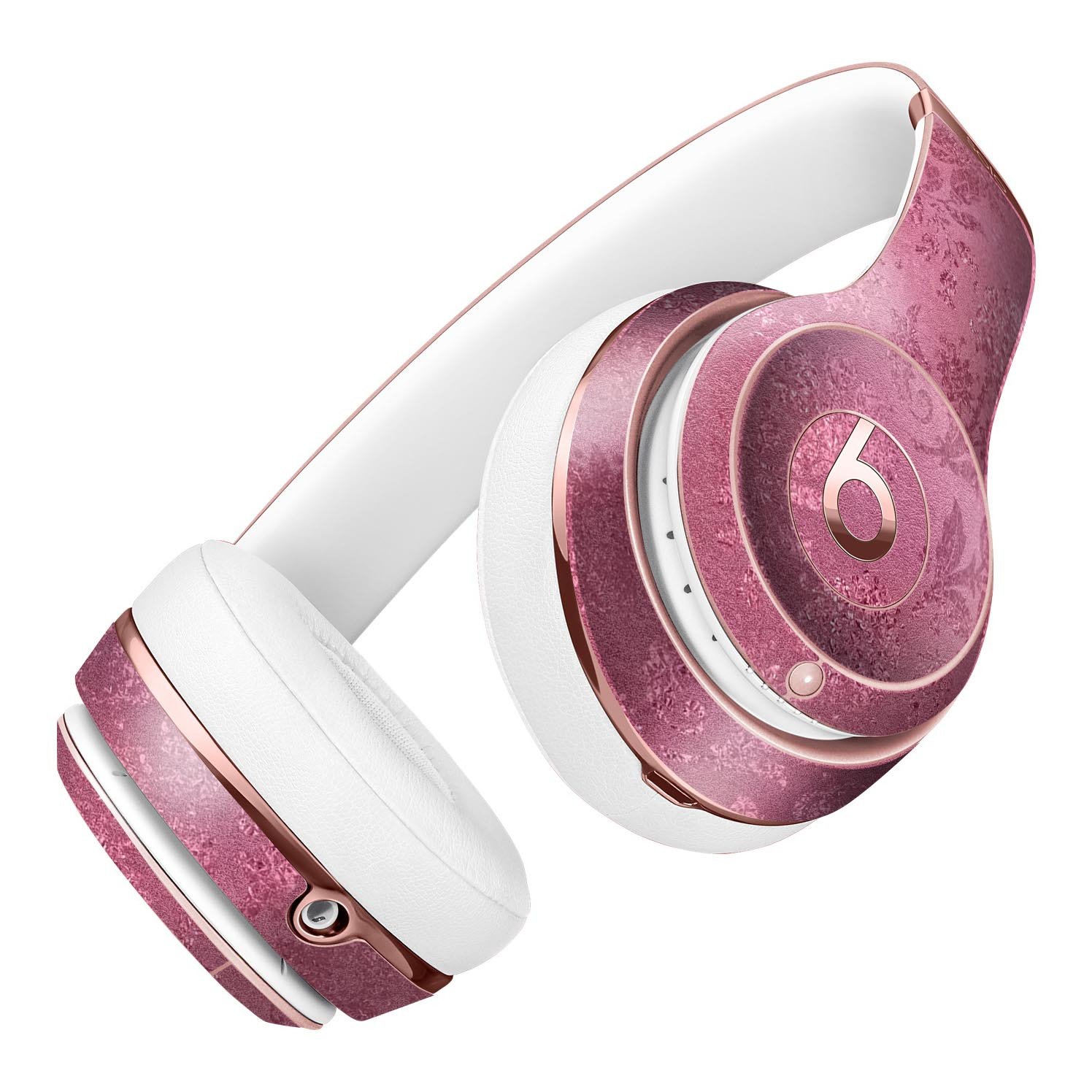 Shiny Pink Floral Pattern Full-Body Skin Kit designed for Beats by Dre Solo 3 Wireless Headphones, showcasing vibrant floral design.