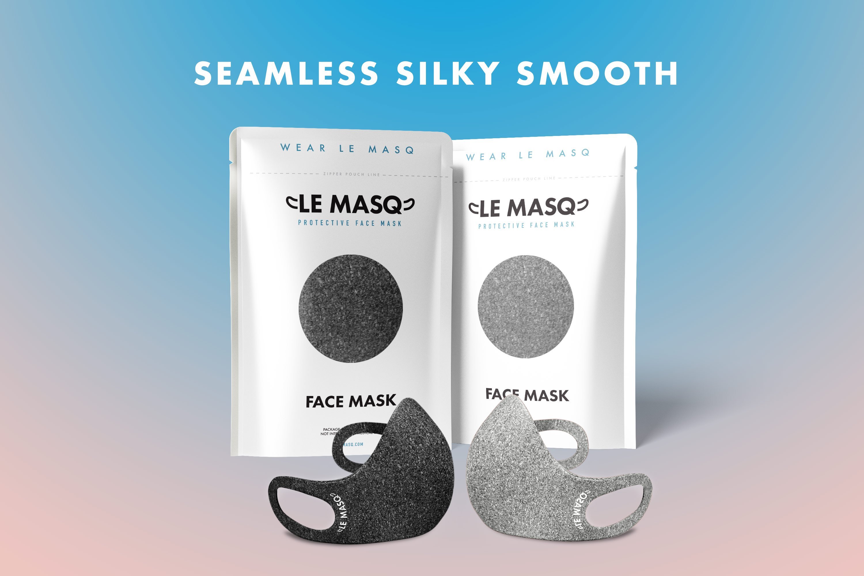 Silver Ninja MASQ face masks in a sleek black design, showcasing their silky texture and seamless construction.