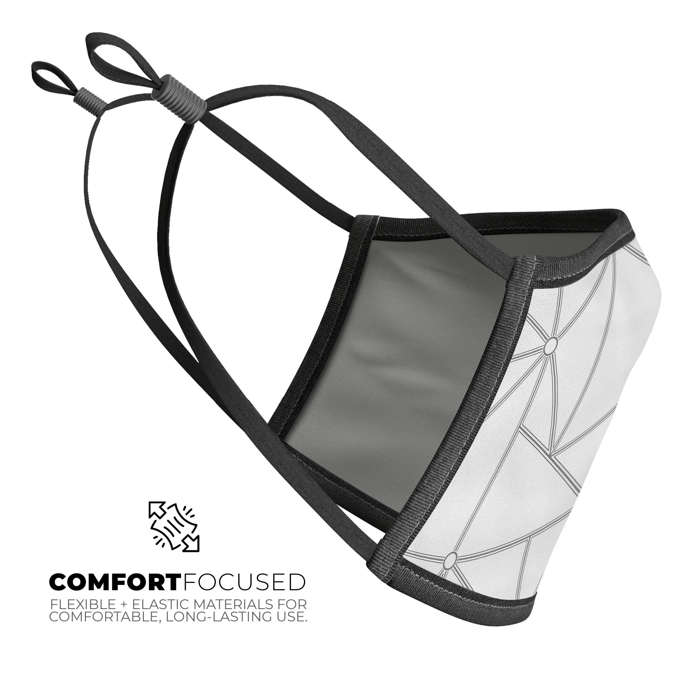 Simple Connect Mouth Cover in a stylish design, made from a cotton blend, featuring adjustable ear-loops for a perfect fit.