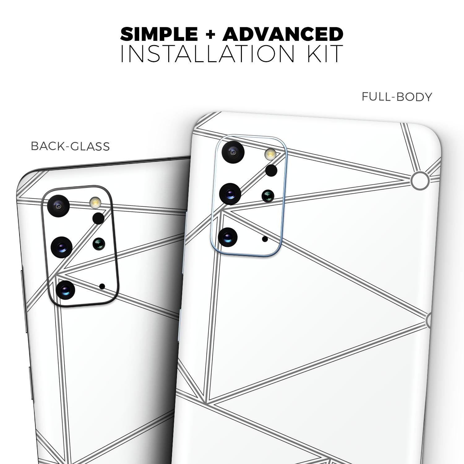 Simple Connect Skin-Kit for Samsung Galaxy S20 in ultra-gloss finish, showcasing vibrant design and sleek fit.