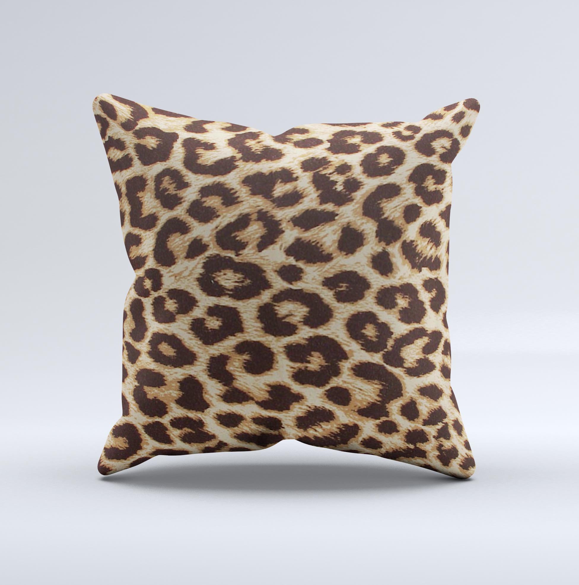 A stylish Simple Vector Cheetah Print Ink-Fuzed Decorative Throw Pillow featuring a unique cheetah print design, handcrafted in Virginia.