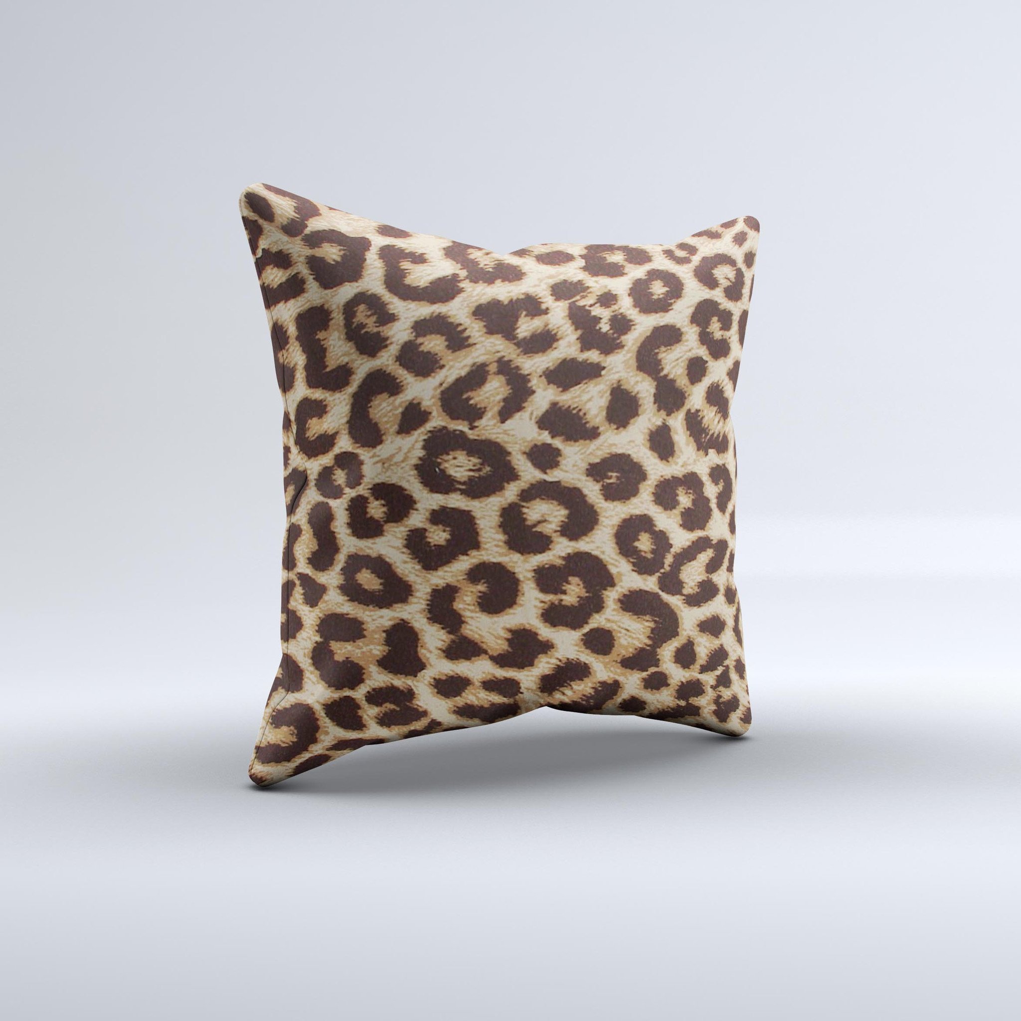 A stylish Simple Vector Cheetah Print Ink-Fuzed Decorative Throw Pillow featuring a unique cheetah print design, handcrafted in Virginia.