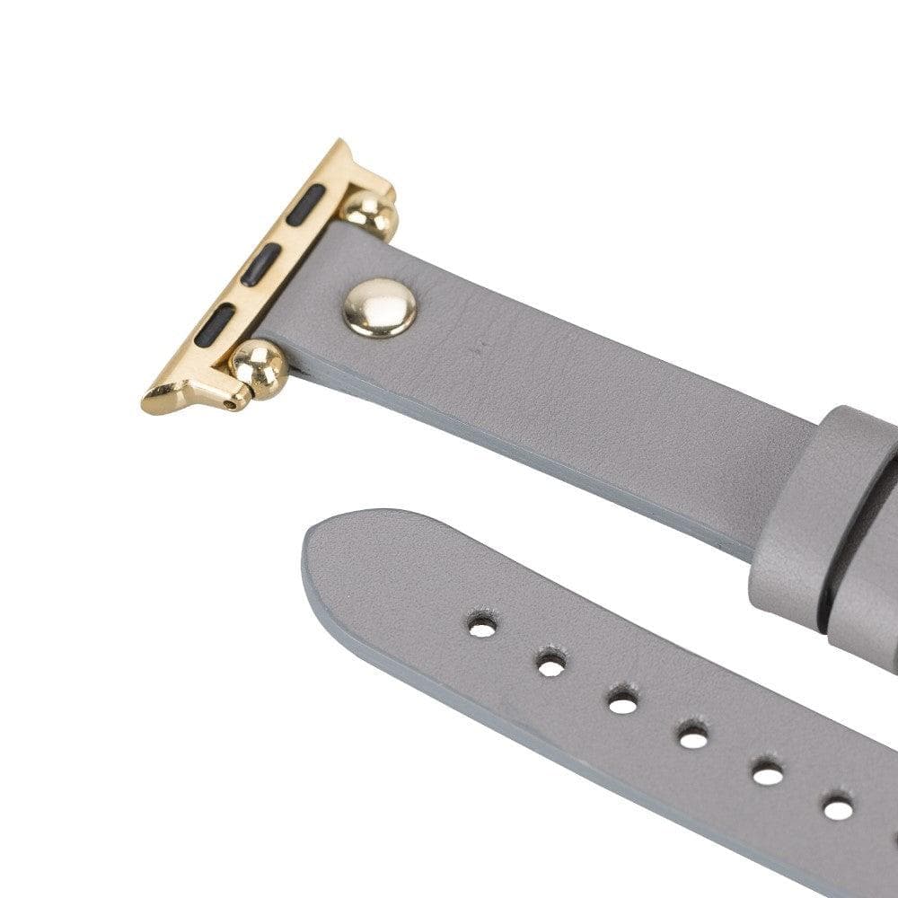 Sizergh Ferro Leather Watch Strap for Apple Watch, showcasing premium full-grain leather and stainless steel buckle.