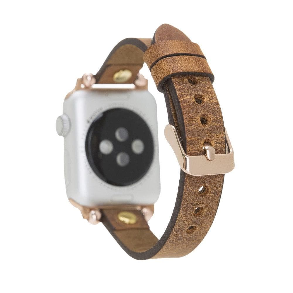 Sizergh Ferro Leather Watch Strap for Apple Watch, showcasing premium full-grain leather and stainless steel buckle.