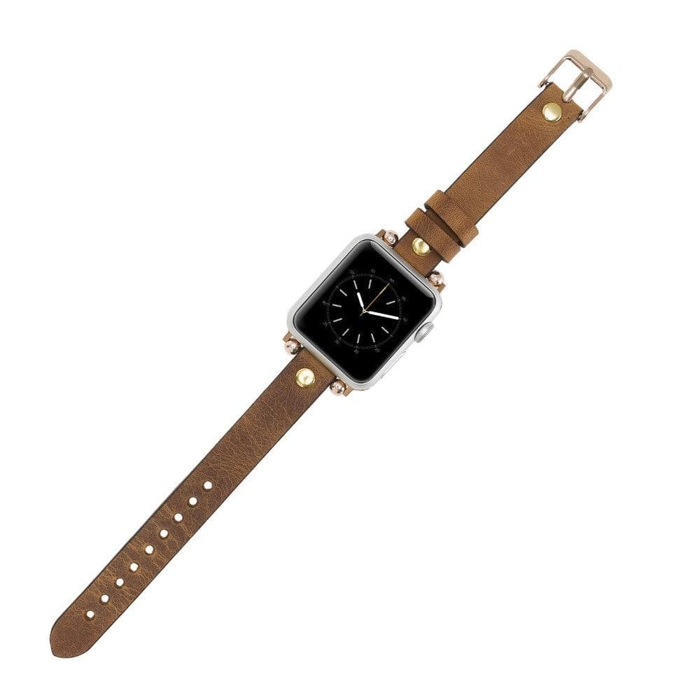 Sizergh Ferro Leather Watch Strap for Apple Watch, showcasing premium full-grain leather and stainless steel buckle.