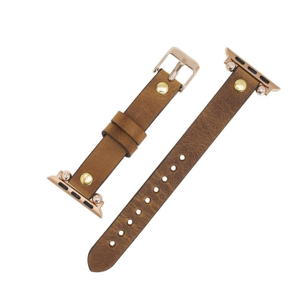 Sizergh Ferro Leather Watch Strap for Apple Watch, showcasing premium full-grain leather and stainless steel buckle.