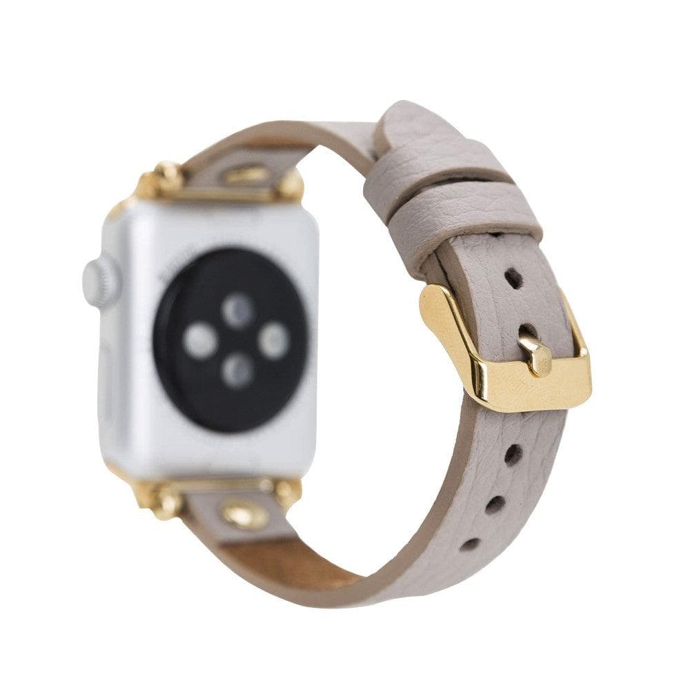 Sizergh Ferro Leather Watch Strap for Apple Watch, showcasing premium full-grain leather and stainless steel buckle.