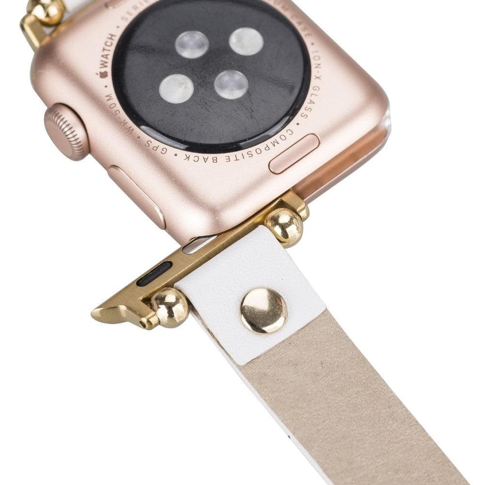 Sizergh Ferro Leather Watch Strap for Apple Watch, showcasing premium full-grain leather and stainless steel buckle.