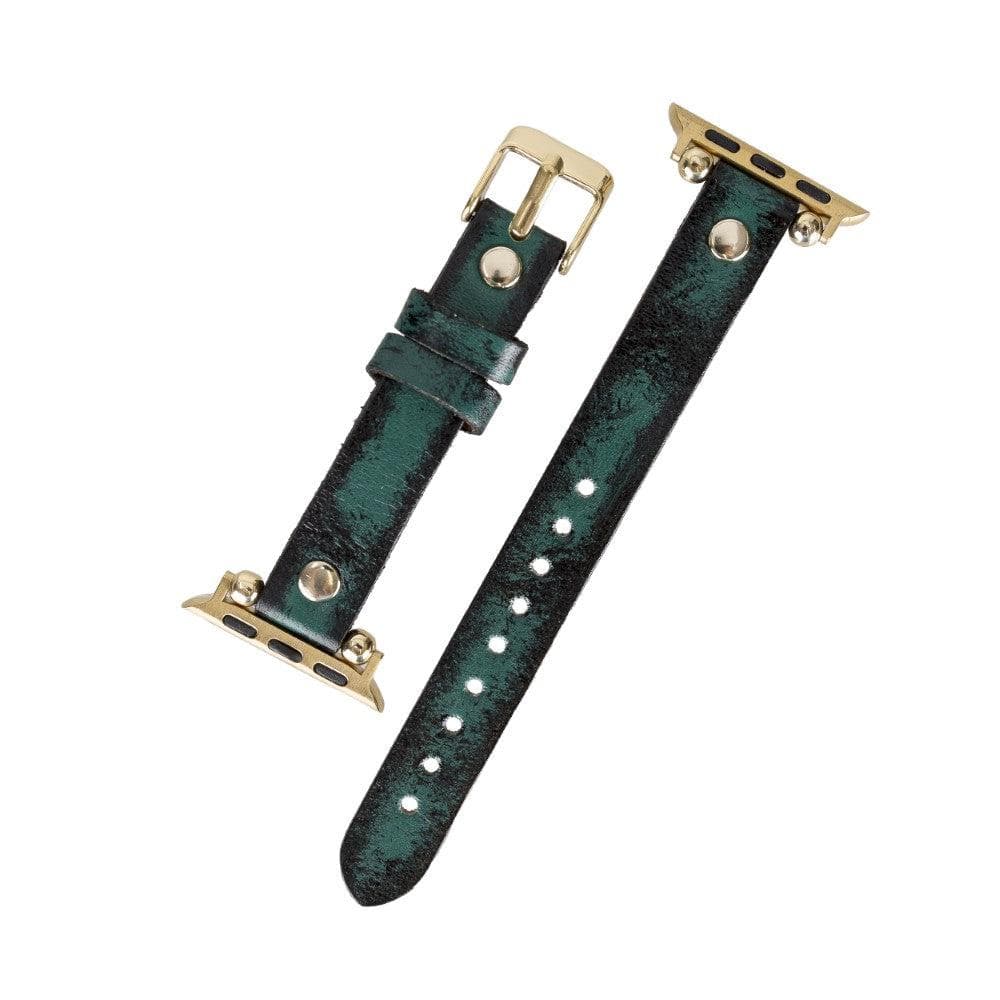 Sizergh Ferro Leather Watch Strap for Apple Watch, showcasing premium full-grain leather and stainless steel buckle.