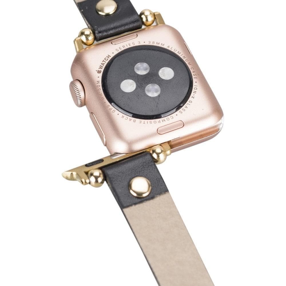 Sizergh Ferro Leather Watch Strap for Apple Watch, showcasing premium full-grain leather and stainless steel buckle.