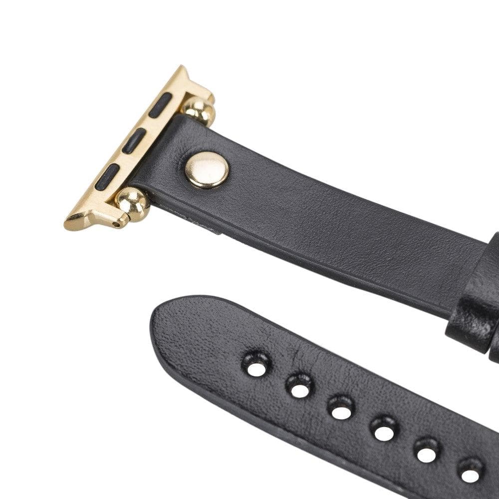 Sizergh Ferro Leather Watch Strap for Apple Watch, showcasing premium full-grain leather and stainless steel buckle.