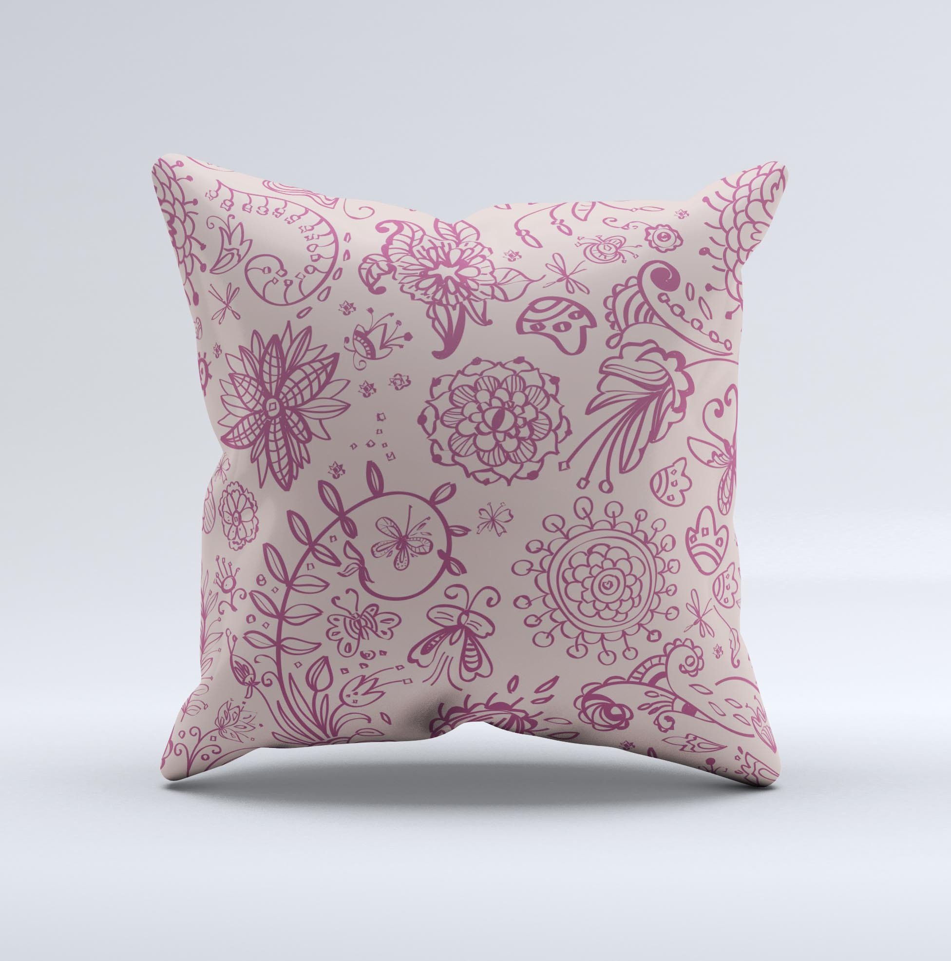 Sketched Lace Patterns V21 decorative throw pillow featuring intricate lace designs, handcrafted in Virginia with high-quality materials.