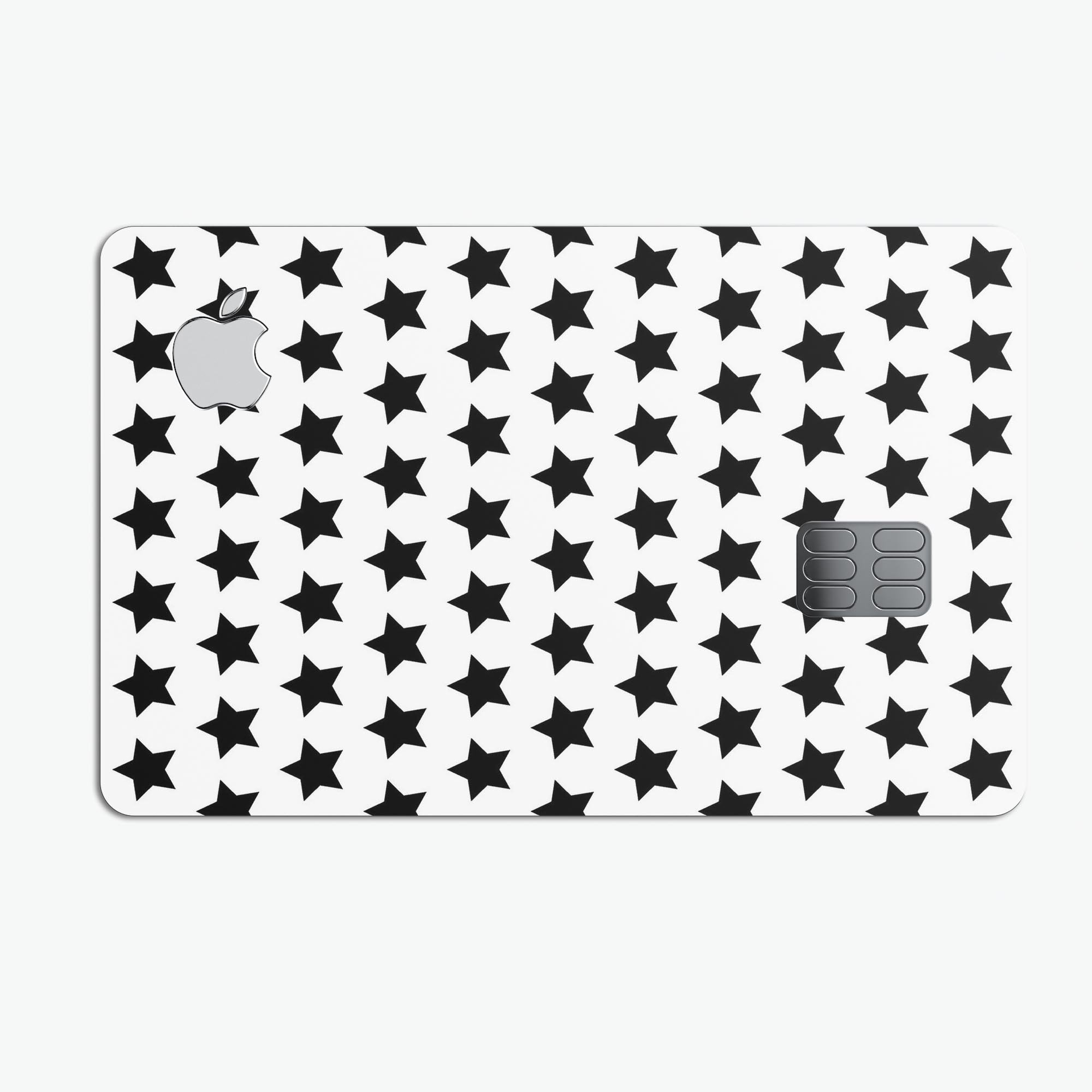 Slate Black All Over Star Pattern decal skin for Apple Card, showcasing a stylish design with premium vinyl material.