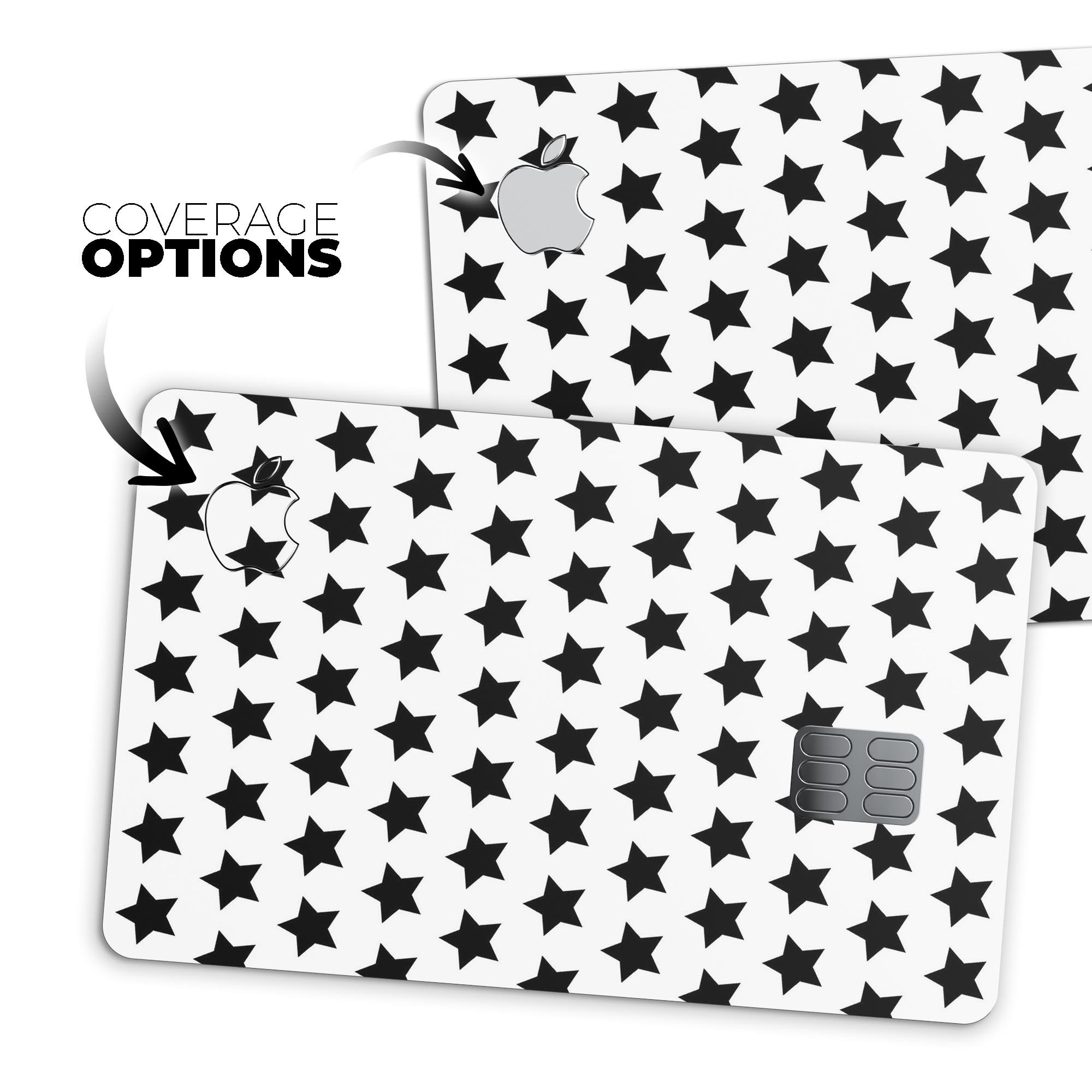 Slate Black All Over Star Pattern decal skin for Apple Card, showcasing a stylish design with premium vinyl material.