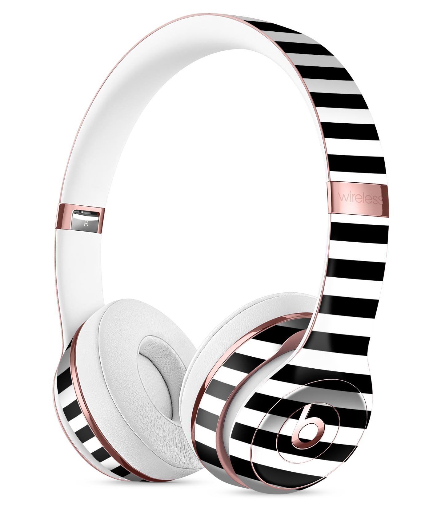 Slate Black Bold Horizontal Lines Full-Body Skin Kit for Beats by Dre Solo 3 Wireless Headphones, showcasing a sleek design and premium vinyl material.