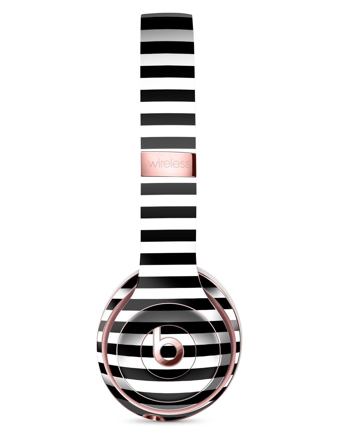 Slate Black Bold Horizontal Lines Full-Body Skin Kit for Beats by Dre Solo 3 Wireless Headphones, showcasing a sleek design and premium vinyl material.