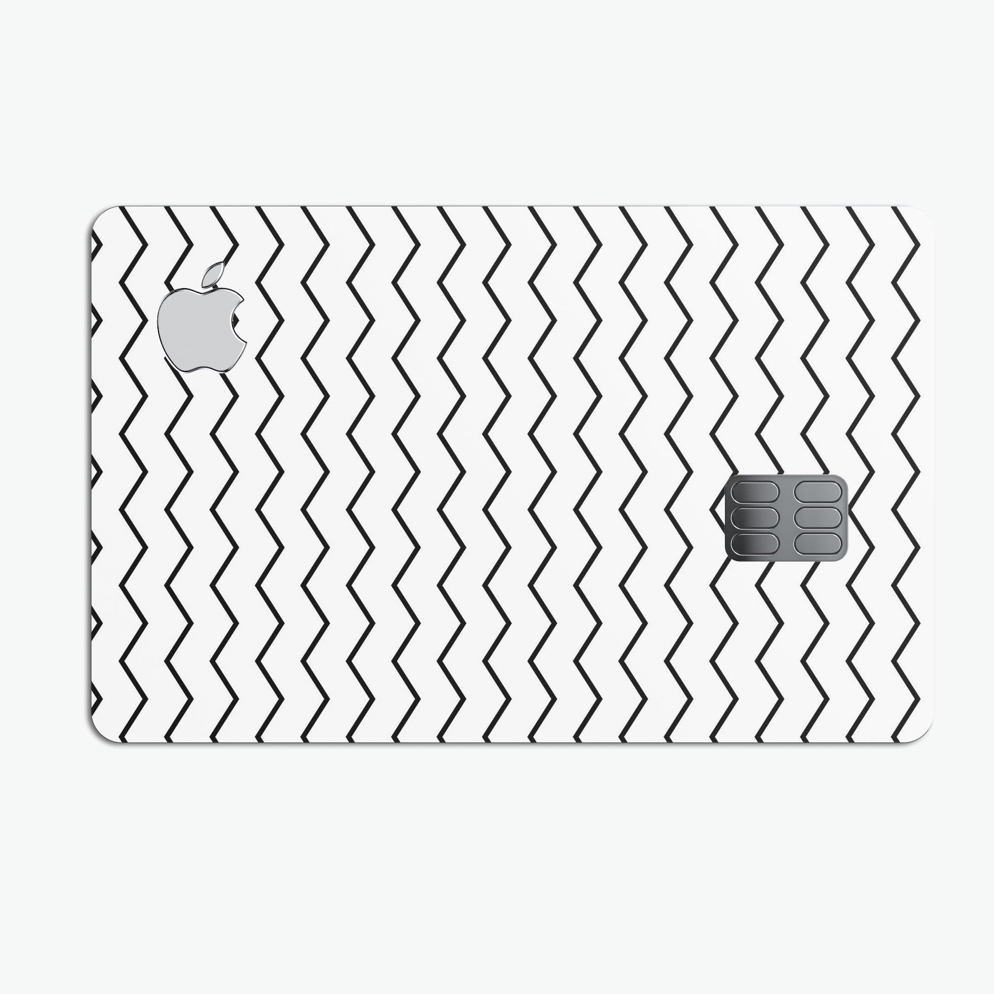 Slate Black Horizontal Chevron Pattern decal for Apple Card, showcasing a stylish protective design.