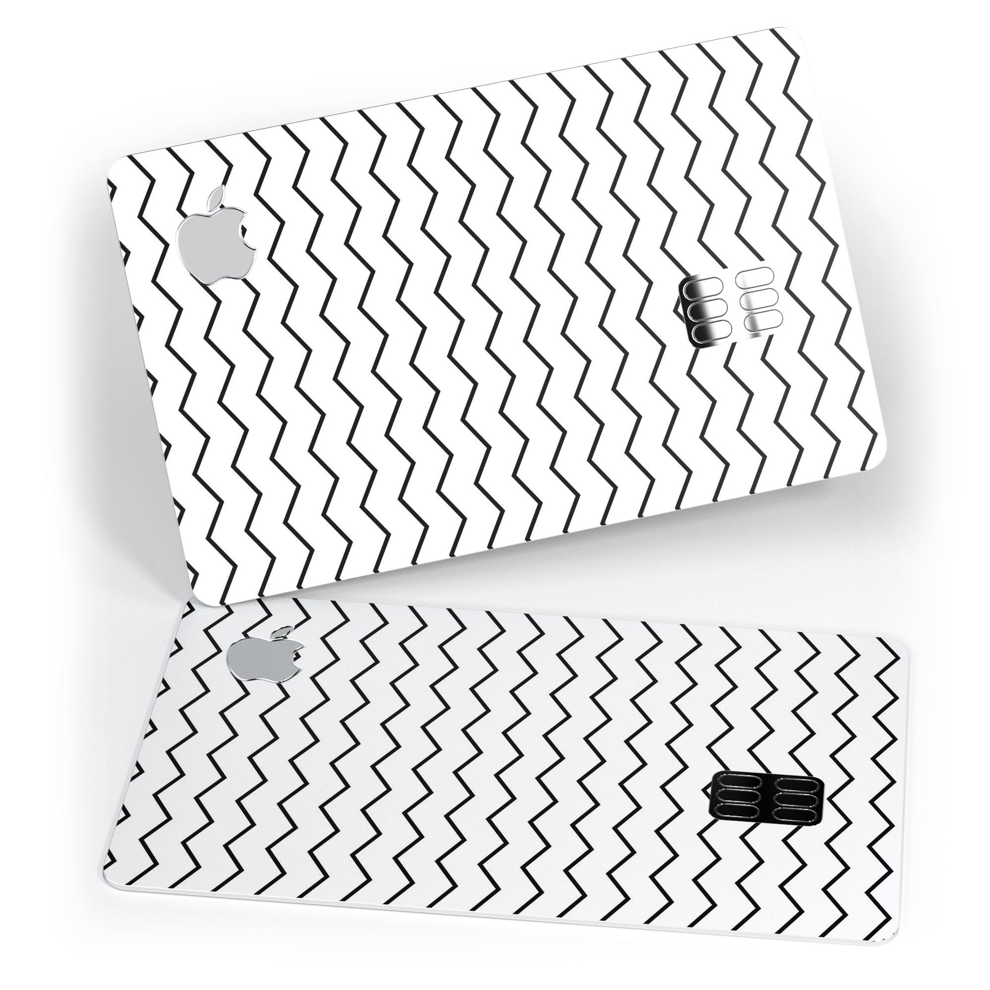 Slate Black Horizontal Chevron Pattern decal for Apple Card, showcasing a stylish protective design.