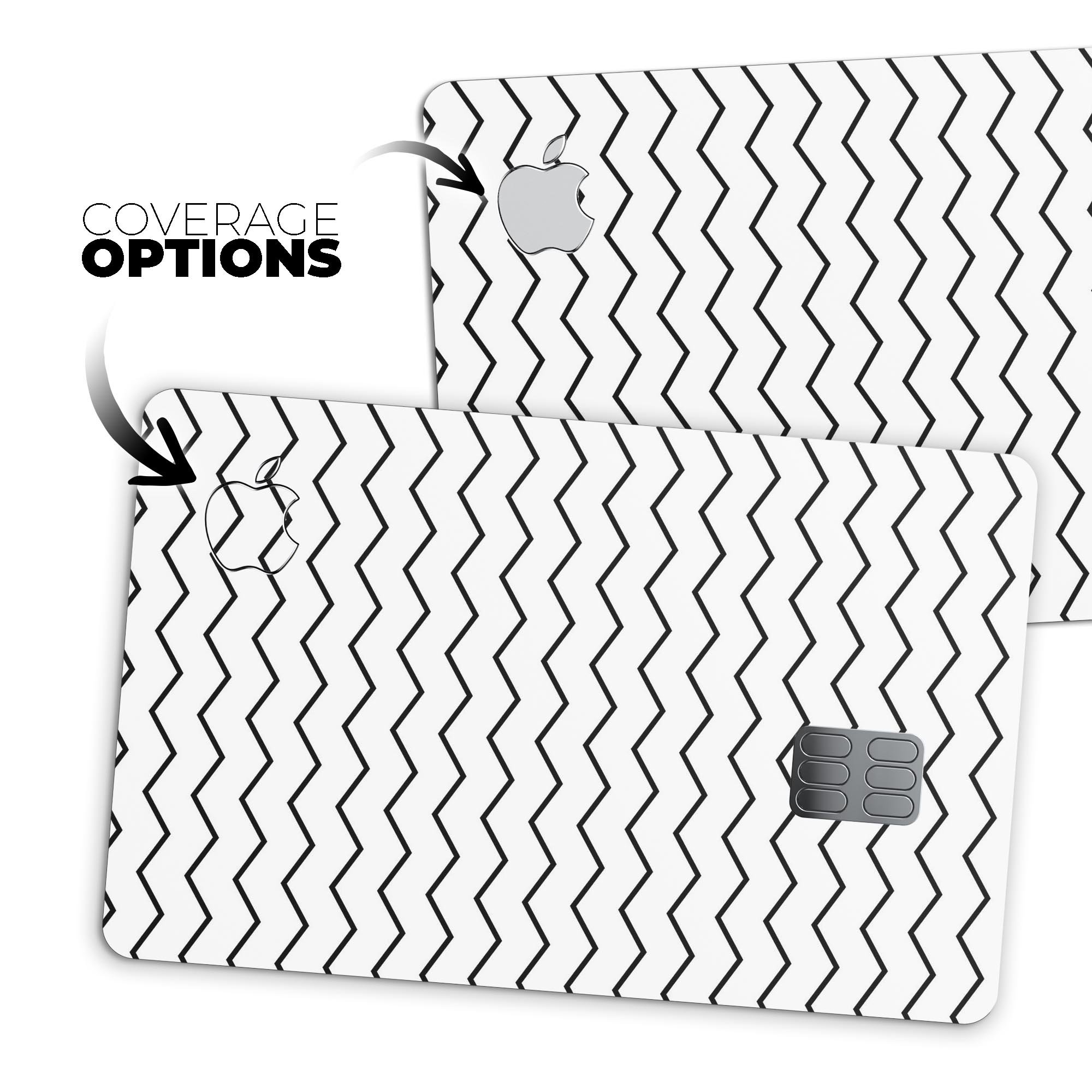 Slate Black Horizontal Chevron Pattern decal for Apple Card, showcasing a stylish protective design.