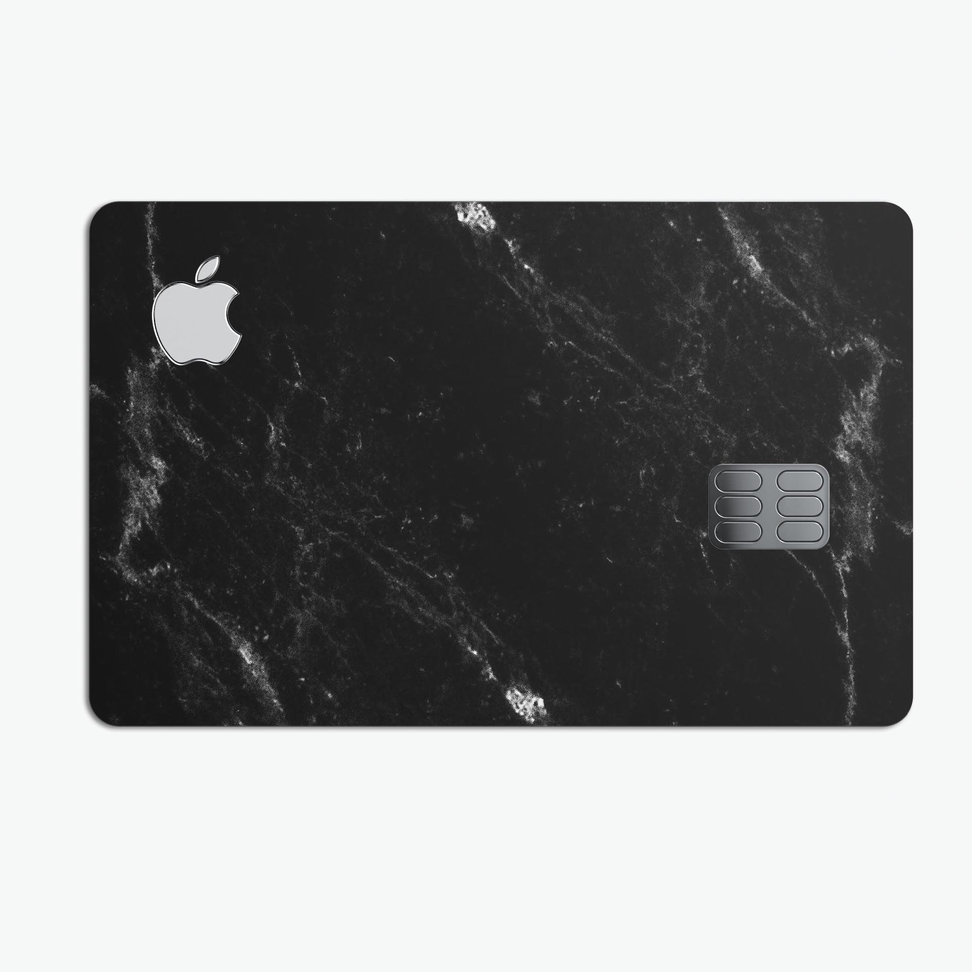 Slate Black Scratched Marble Surface decal for Apple Card, showcasing premium vinyl design and protective features.