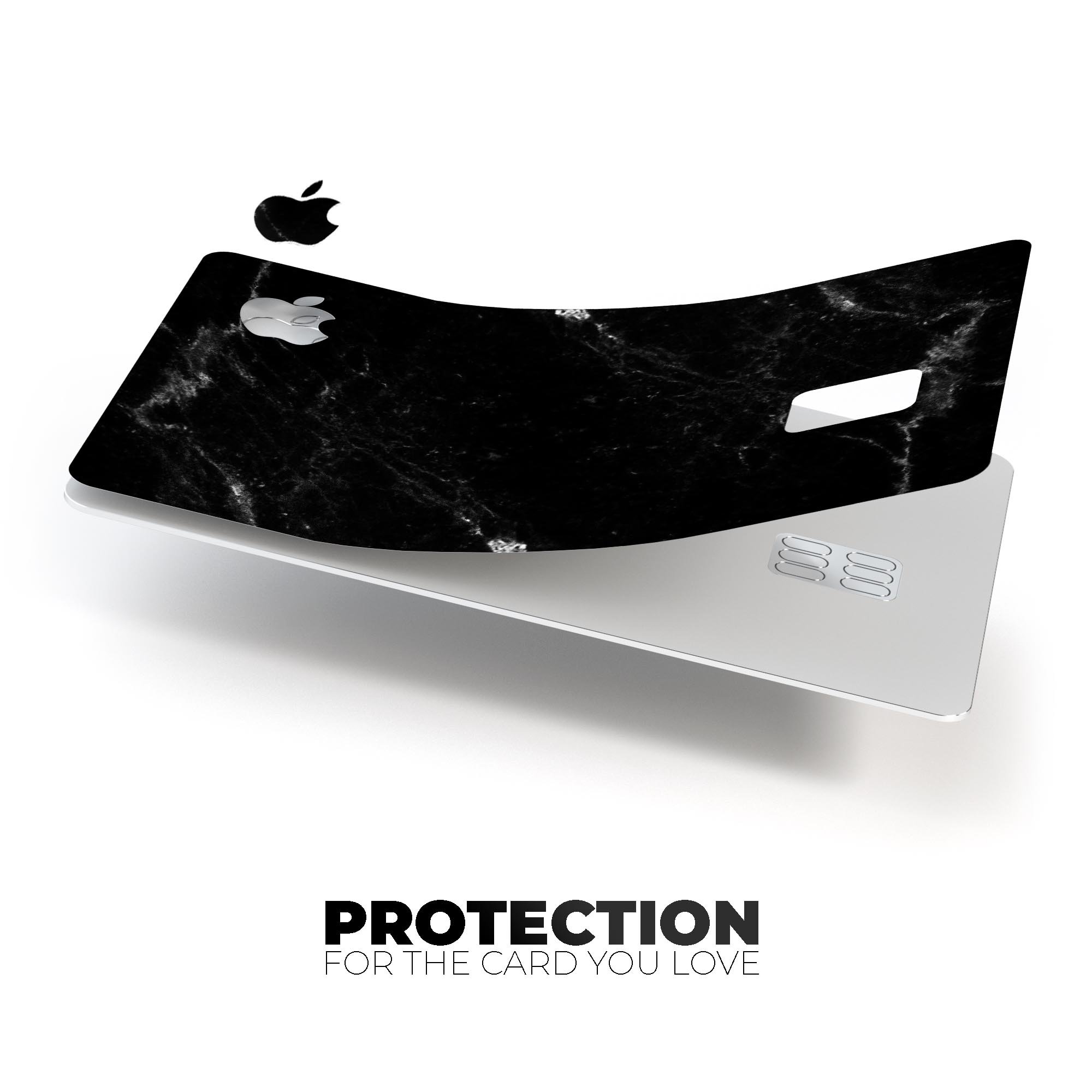 Slate Black Scratched Marble Surface decal for Apple Card, showcasing premium vinyl design and protective features.