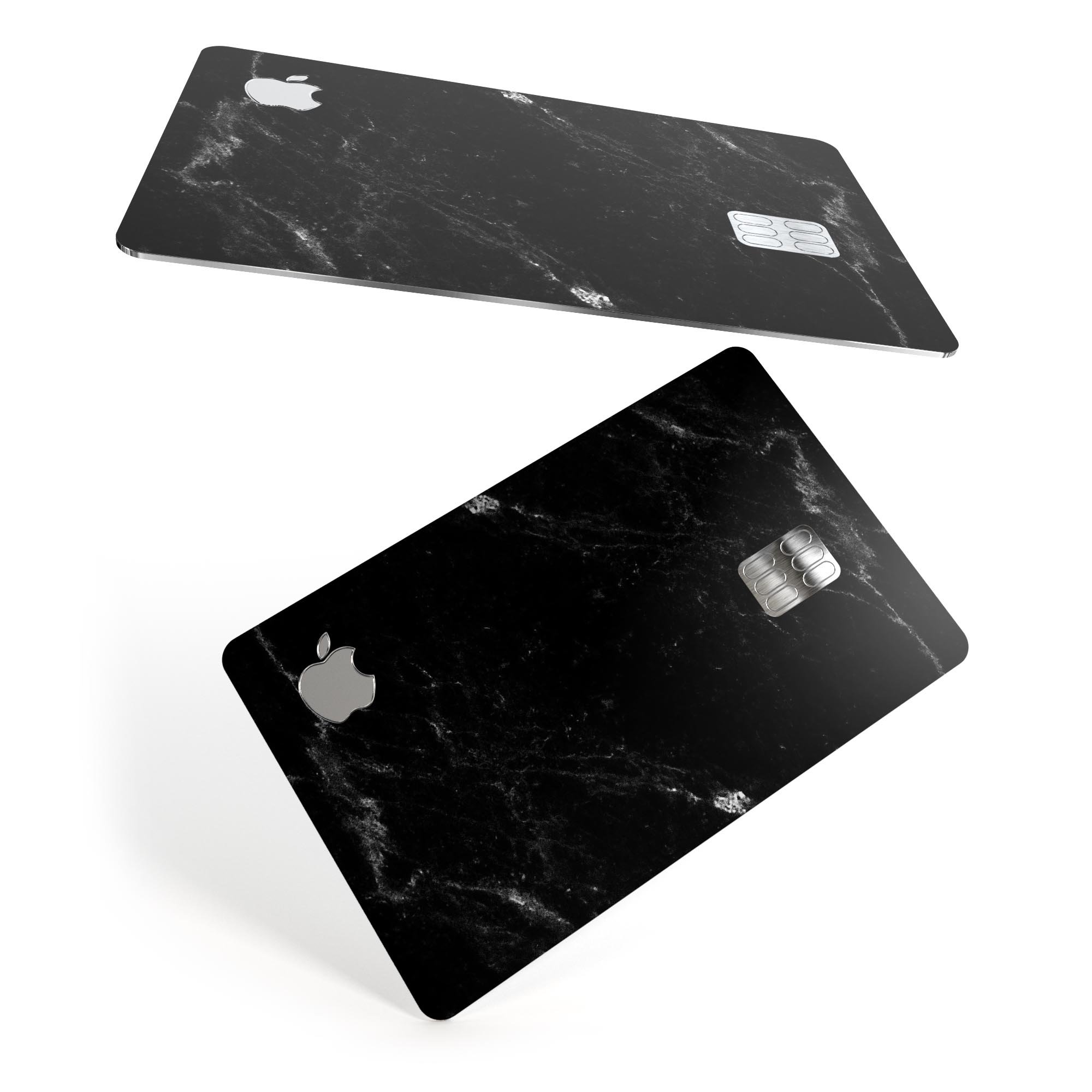 Slate Black Scratched Marble Surface decal for Apple Card, showcasing premium vinyl design and protective features.