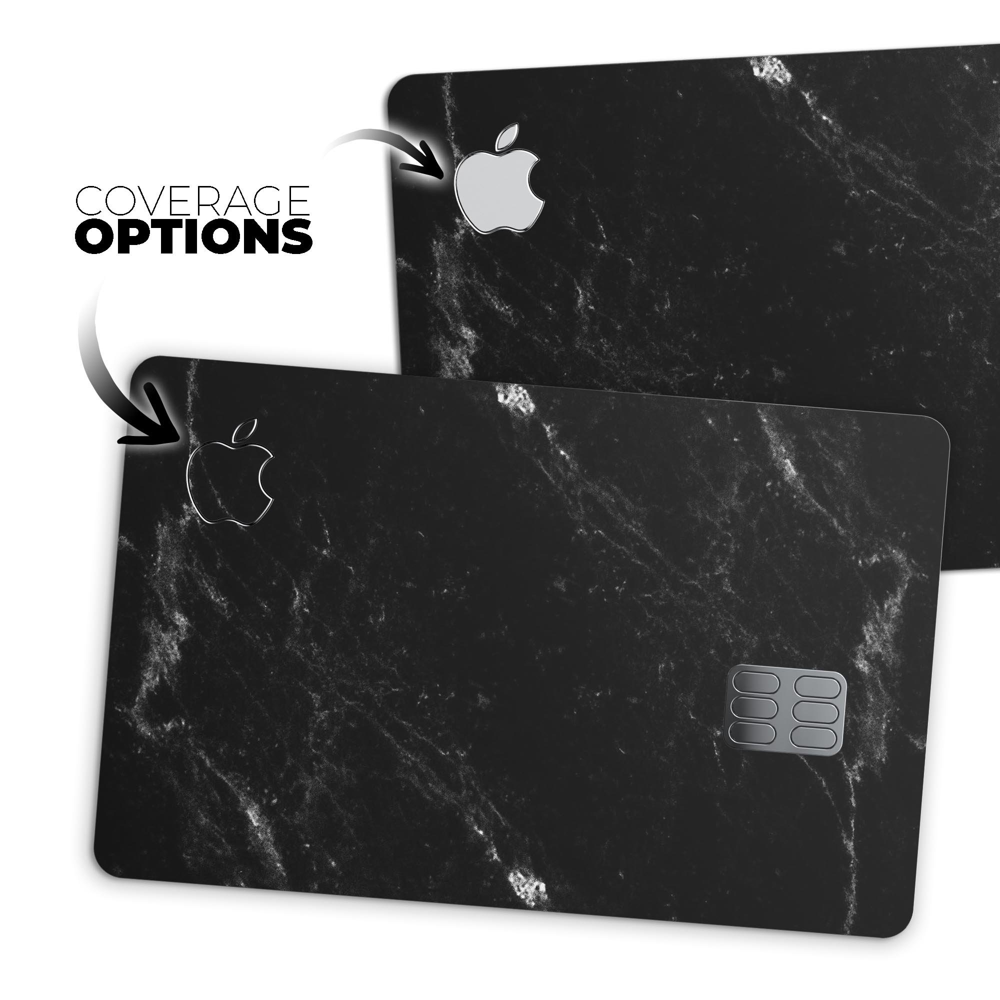 Slate Black Scratched Marble Surface decal for Apple Card, showcasing premium vinyl design and protective features.