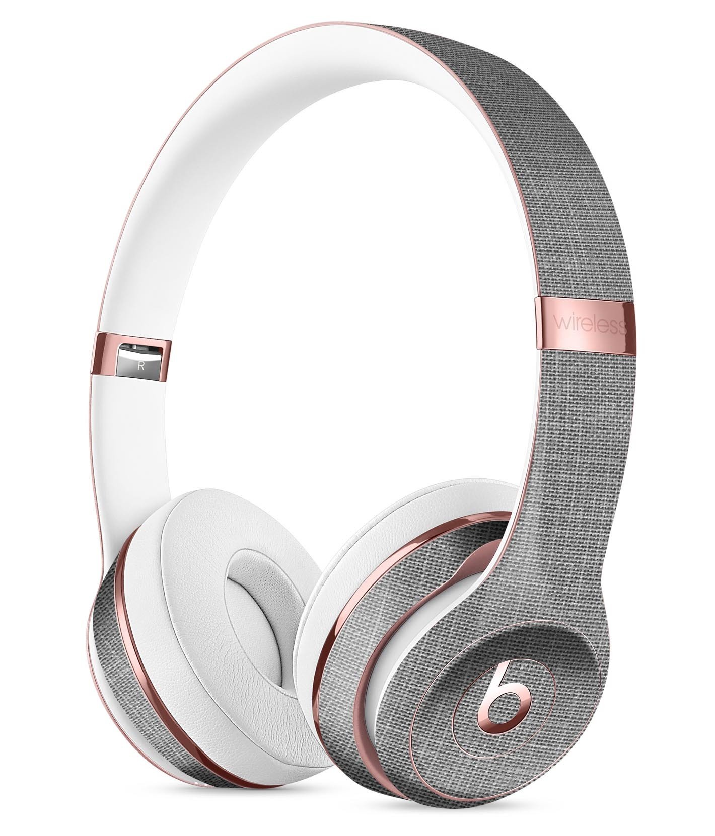 Slate Gray Scratched Fabric Skin Kit for Beats by Dre Solo 3 Wireless Headphones, showcasing a stylish design and premium vinyl material.