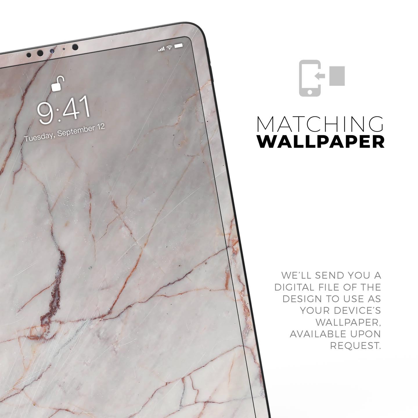 Slate Marble Surface V11 skin decal for Apple iPad Pro, showcasing a stylish marble design with a premium finish.