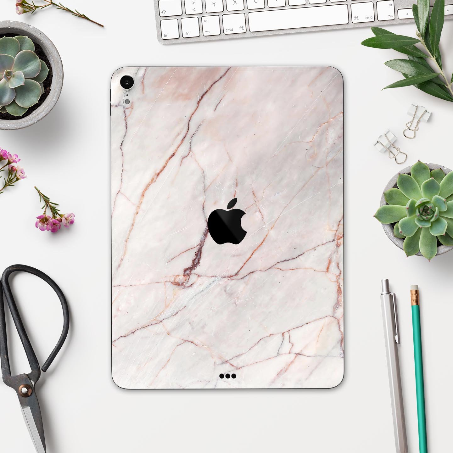 Slate Marble Surface V11 skin decal for Apple iPad Pro, showcasing a stylish marble design with a premium finish.