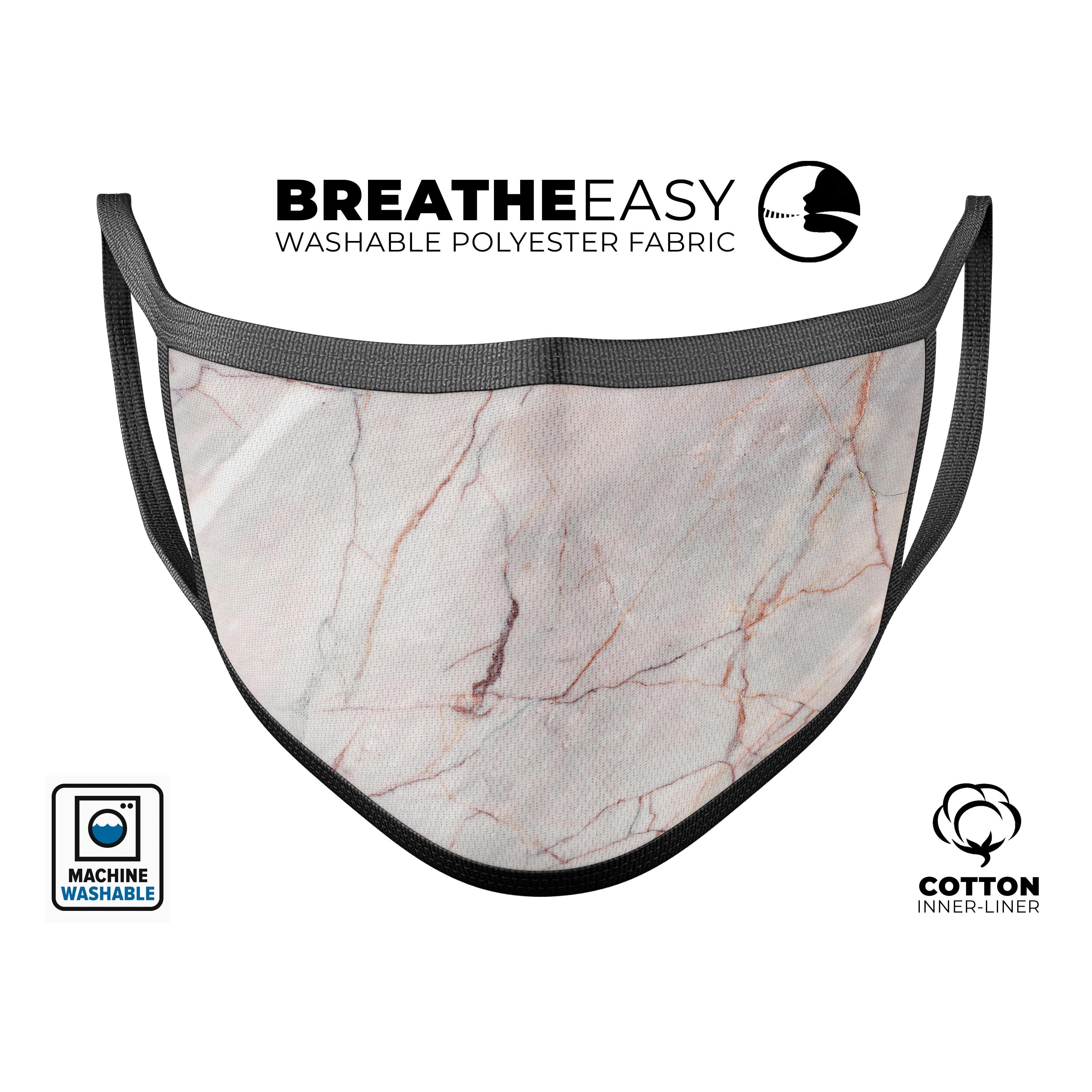 Slate Marble Surface V11 mouth cover, unisex anti-dust mask made in the USA, featuring adjustable ear-loops and a stylish design.