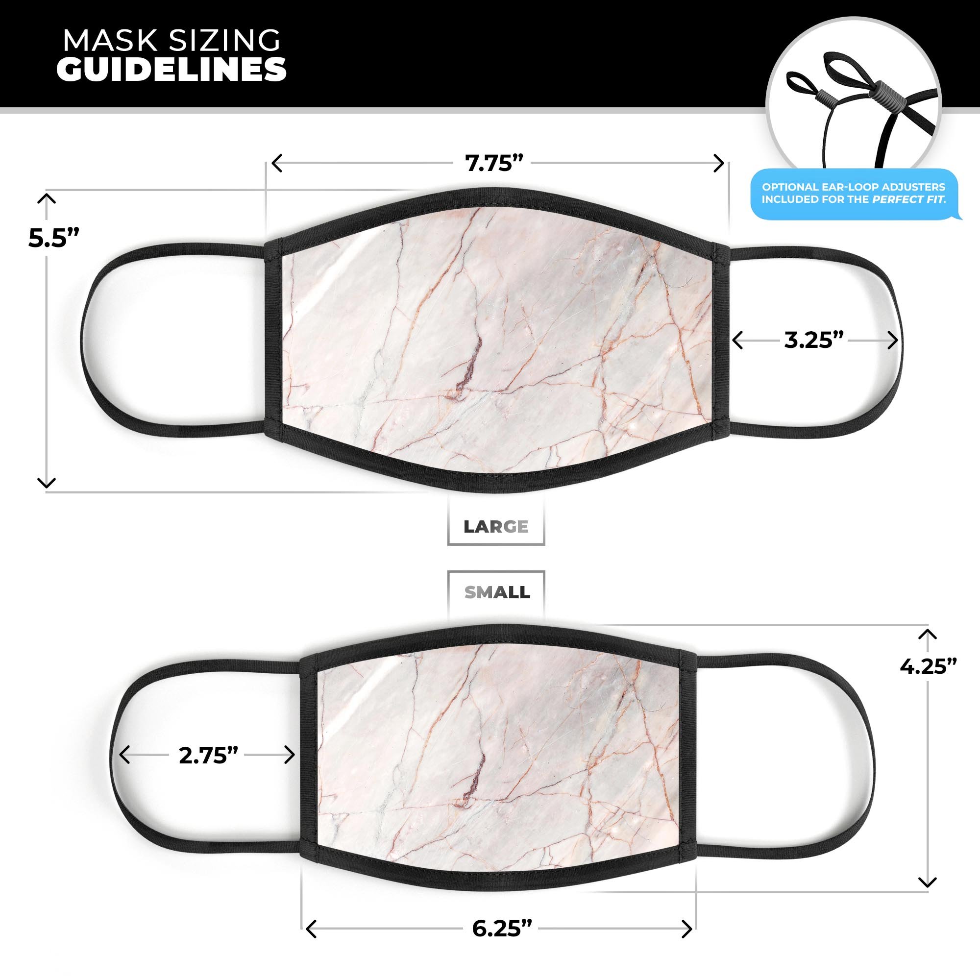 Slate Marble Surface V11 mouth cover, unisex anti-dust mask made in the USA, featuring adjustable ear-loops and a stylish design.