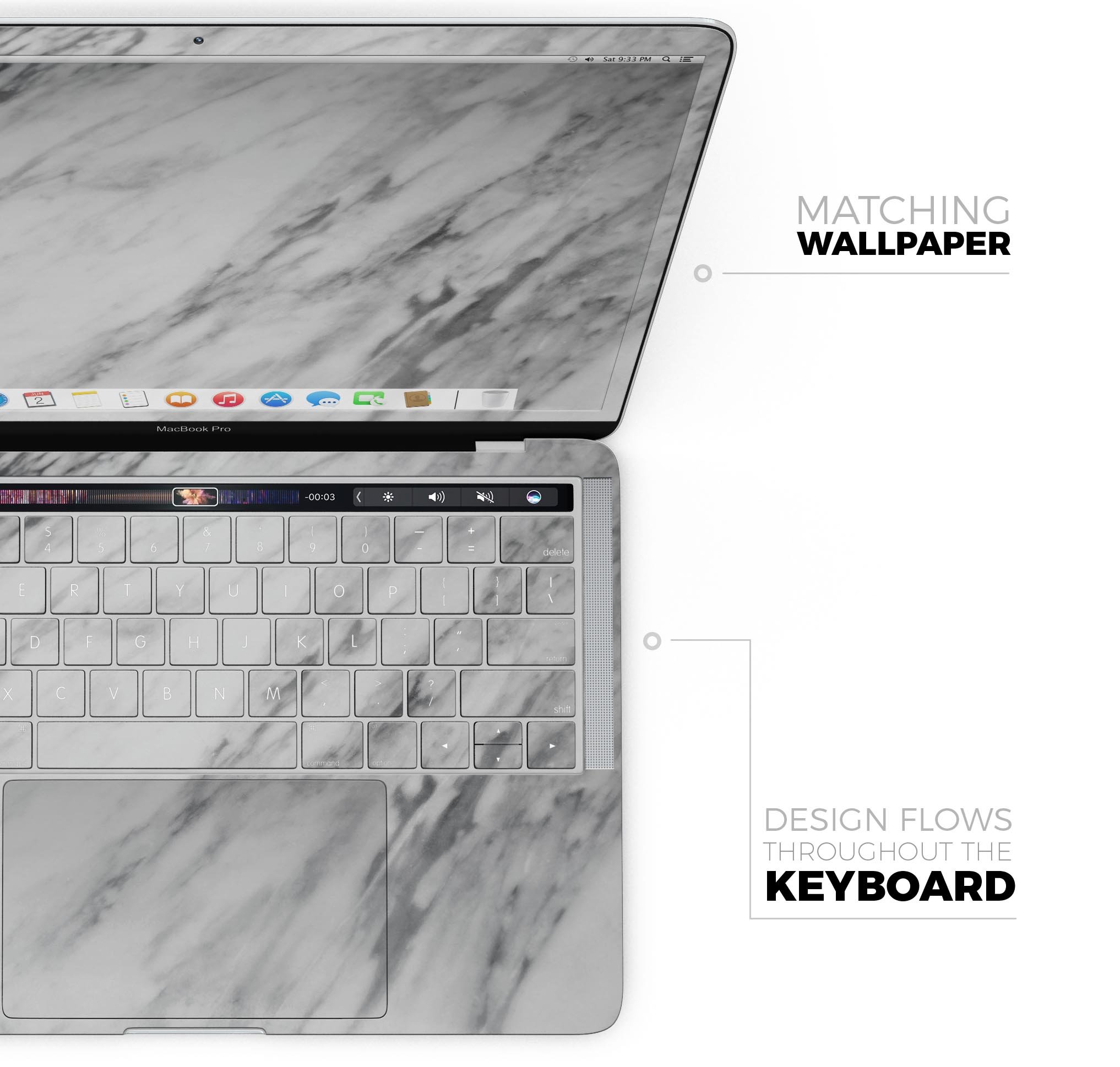 Slate Marble Surface V10 Skin Decal Wrap Kit for MacBook, showcasing a stylish marble design with a premium vinyl finish.