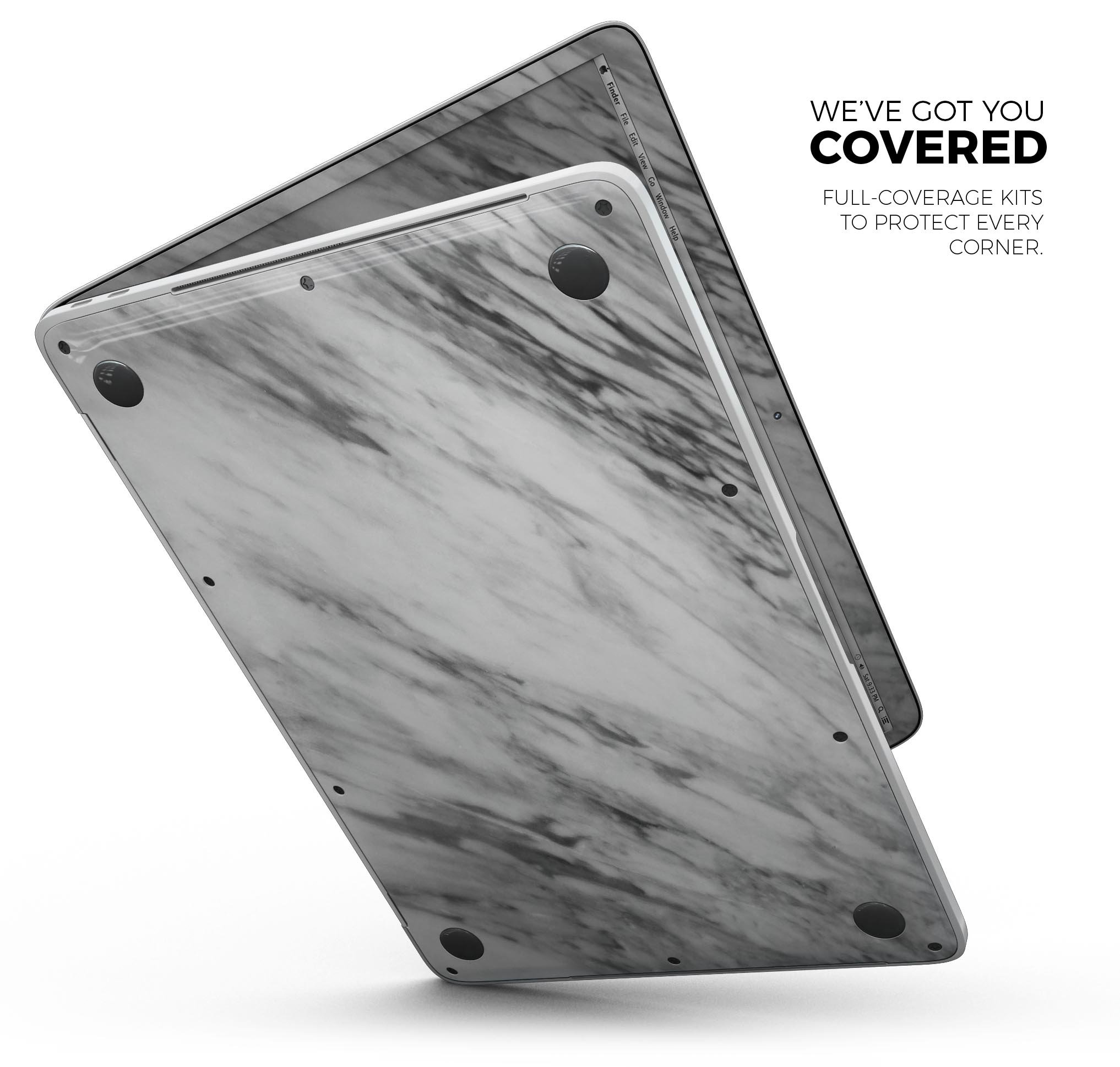 Slate Marble Surface V10 Skin Decal Wrap Kit for MacBook, showcasing a stylish marble design with a premium vinyl finish.