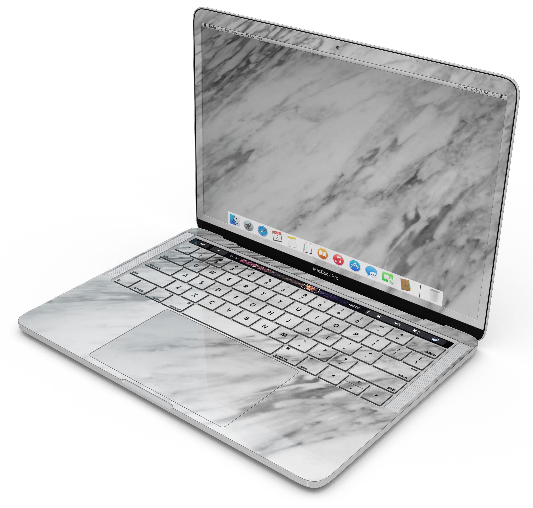 Slate Marble Surface V10 Skin Decal Wrap Kit for MacBook, showcasing a stylish marble design with a premium vinyl finish.