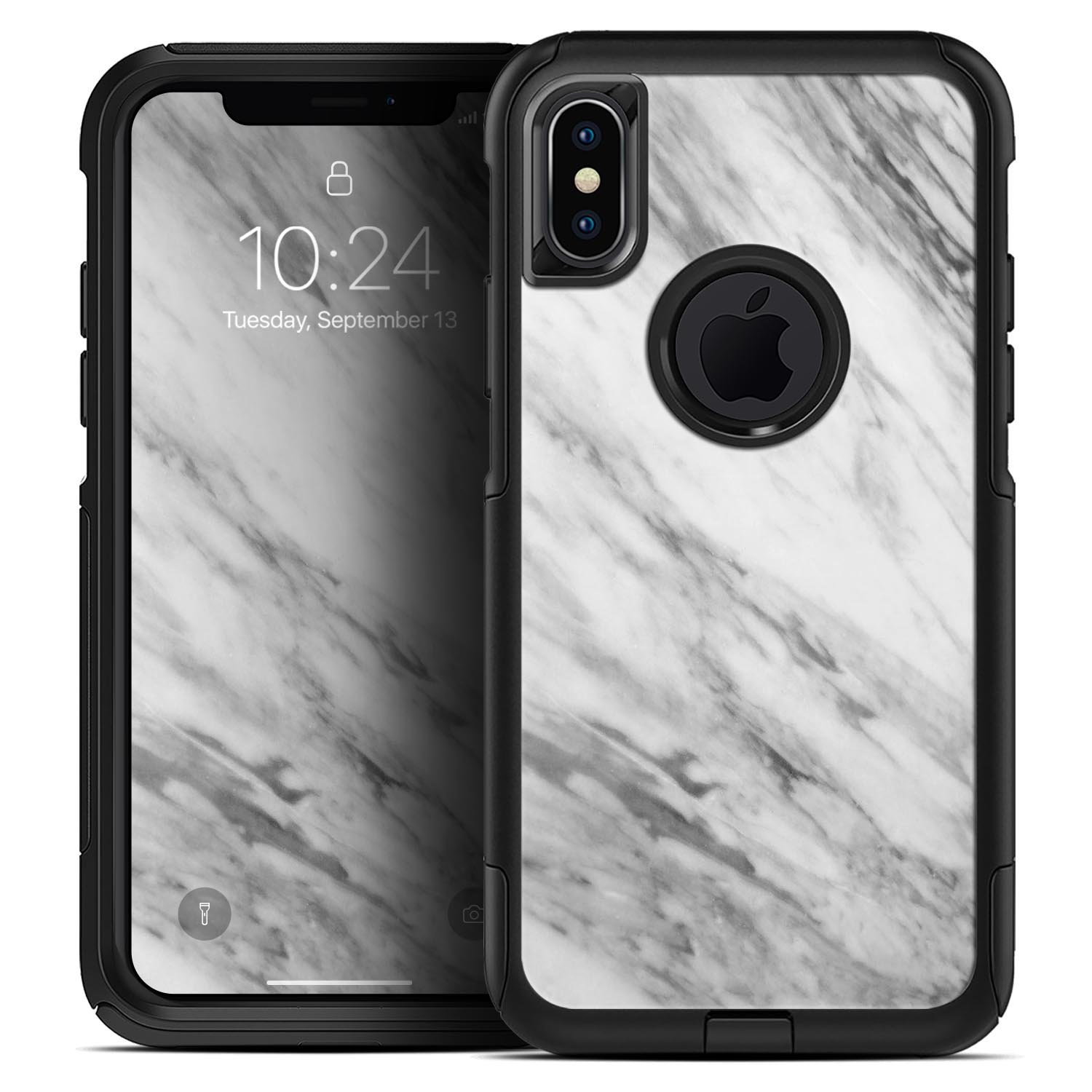 Slate Marble Surface V10 Skin Kit for iPhone OtterBox Cases, showcasing a stylish marble design with a smooth finish.