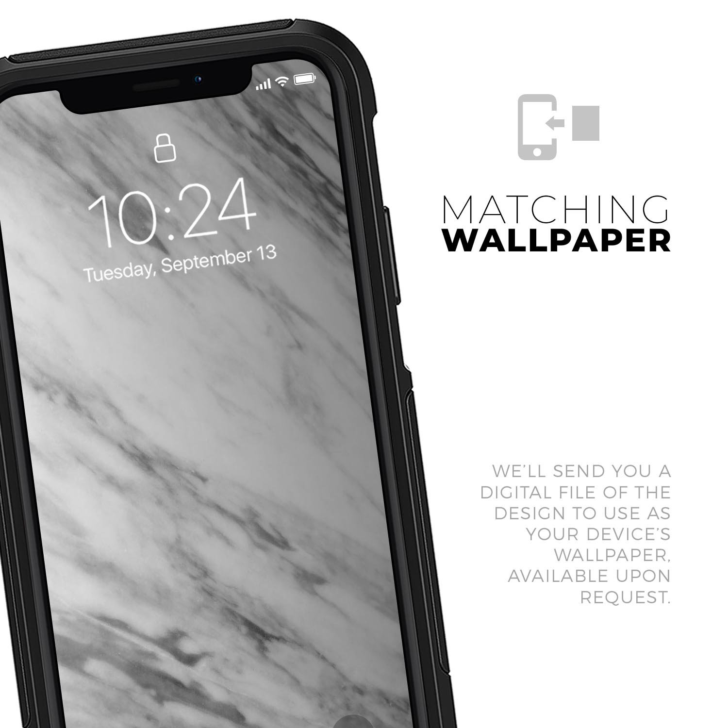 Slate Marble Surface V10 Skin Kit for iPhone OtterBox Cases, showcasing a stylish marble design with a smooth finish.