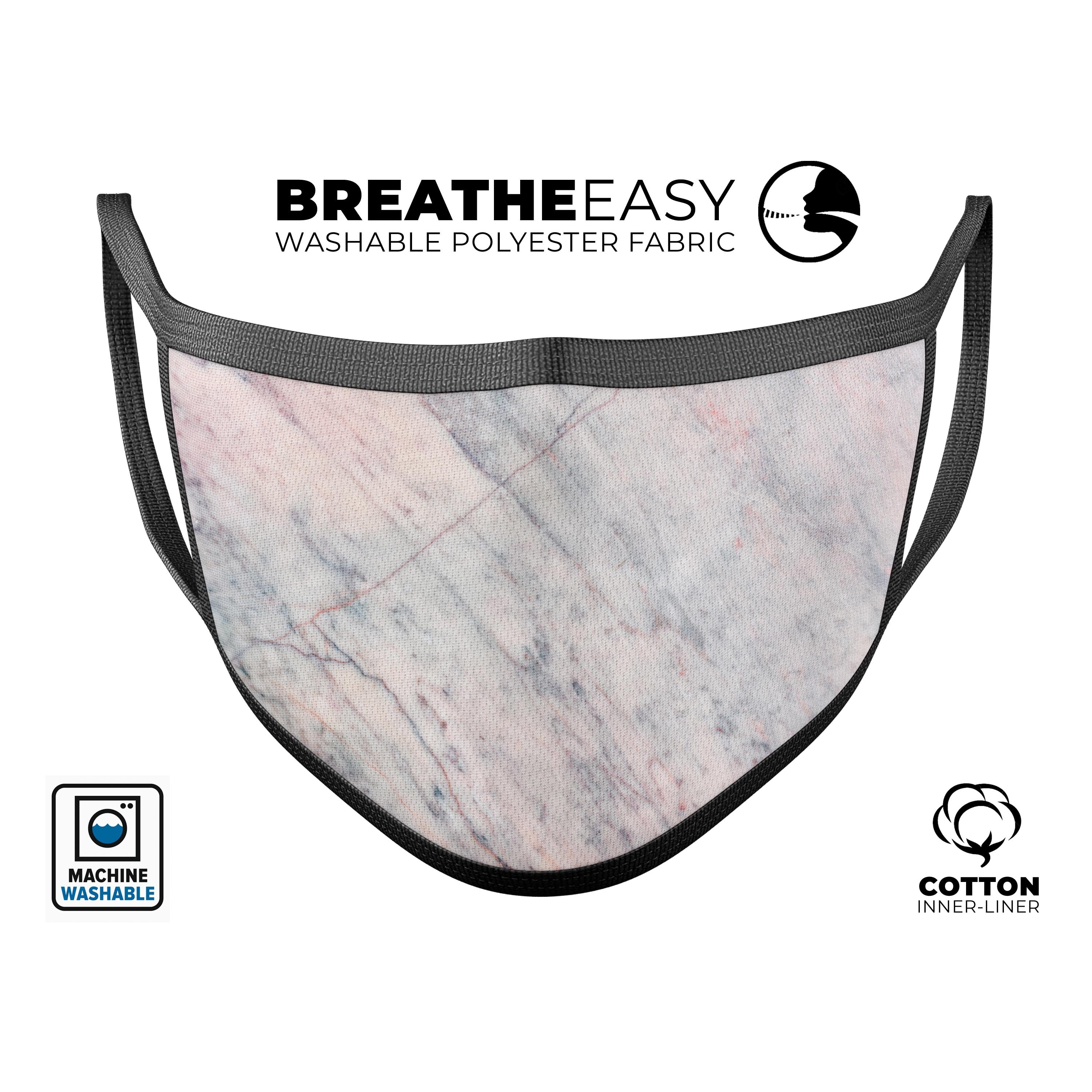 Slate Marble Surface V12 mouth cover, unisex anti-dust mask made in the USA, featuring adjustable ear loops and a stylish design.