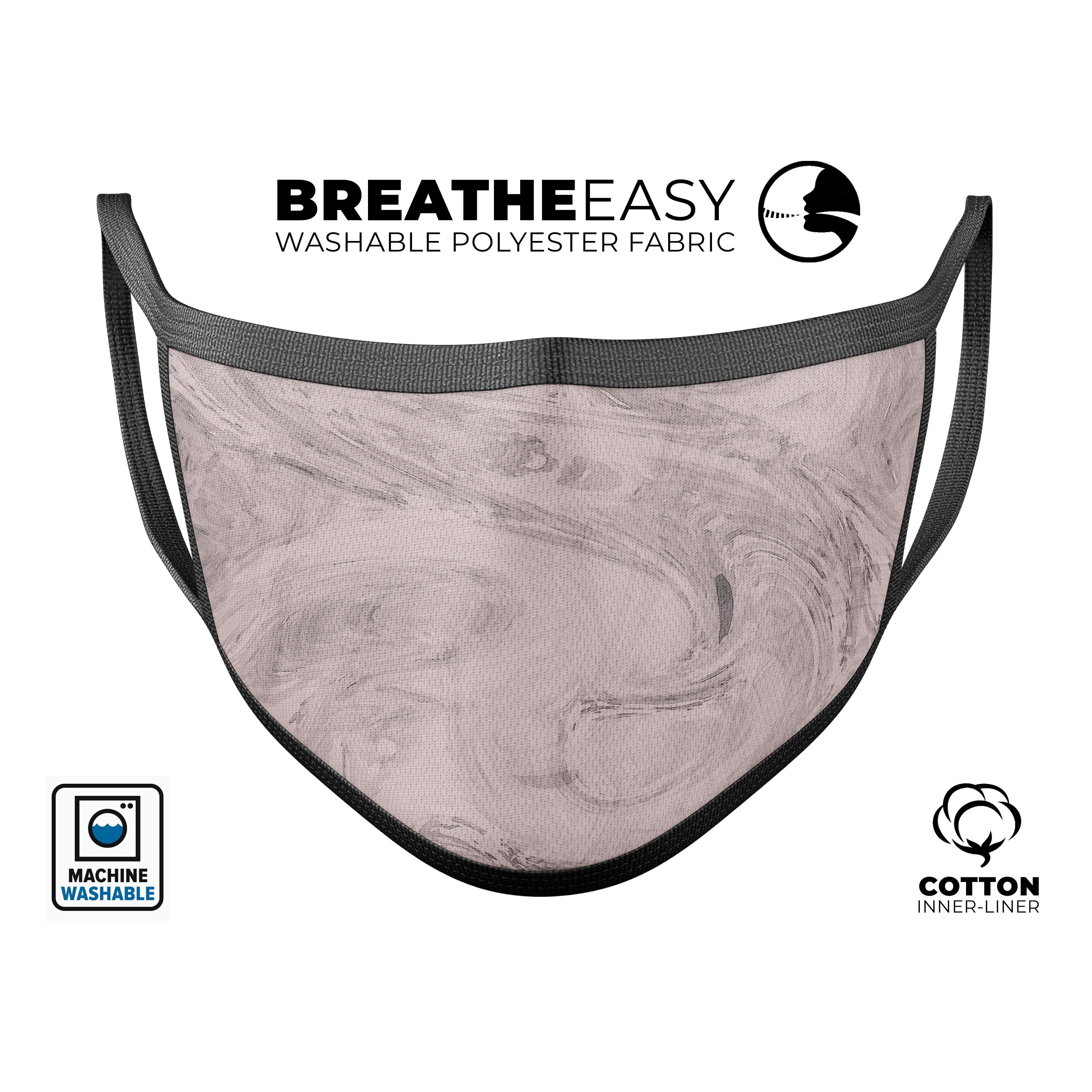 Slate Marble Surface V19 mouth cover, unisex anti-dust mask made in the USA, featuring adjustable ear-loops and a stylish design.