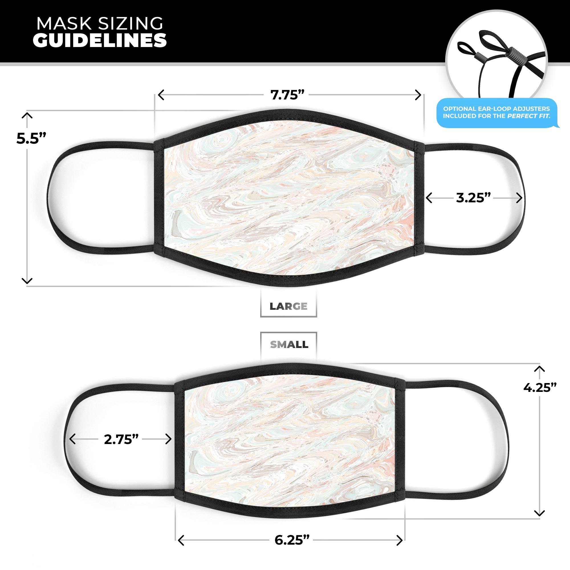 Slate Marble Surface V27 mouth cover, unisex anti-dust mask made in the USA, featuring adjustable ear-loops and a stylish design.